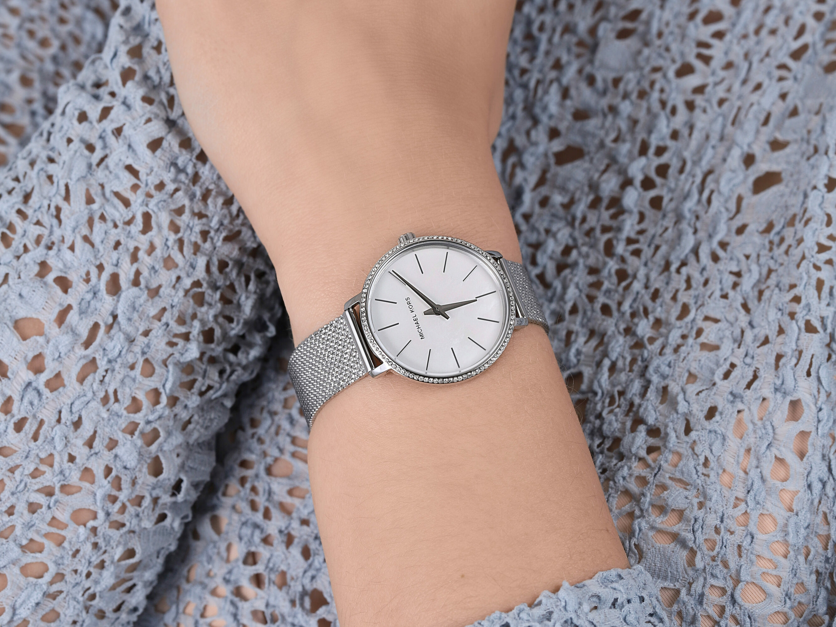 Michael Kors MK4618 zegarek srebrny klasyczny Pyper bransoleta