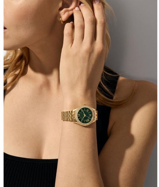 Michael Kors MK4870 HARLOWE Gold Green Dial Stainless Steel 33mm zegarek fashion-modowy Damskie