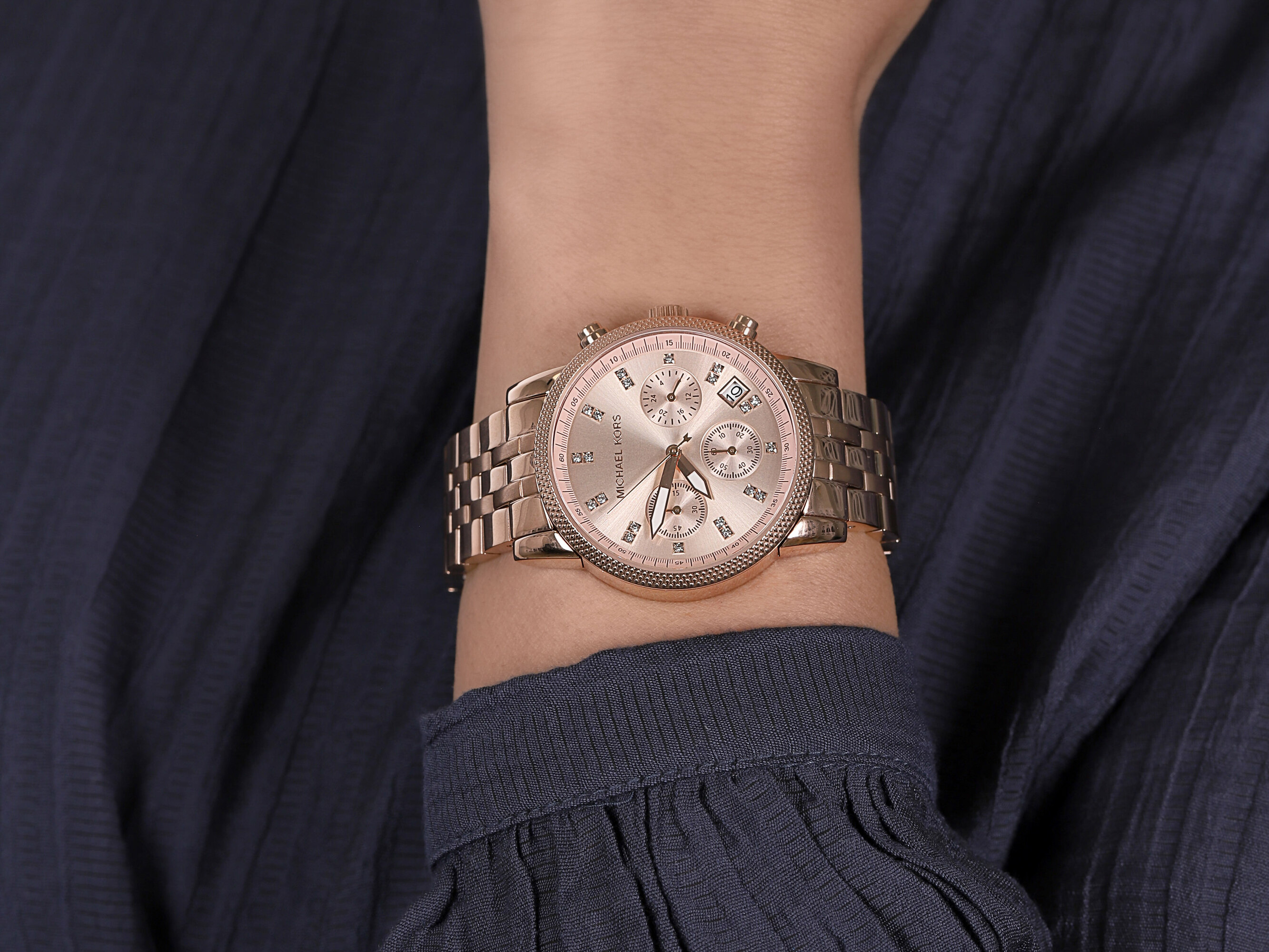 Michael Kors MK6077 zegarek różowe złoto sportowy Ritz bransoleta - miniatura 4
