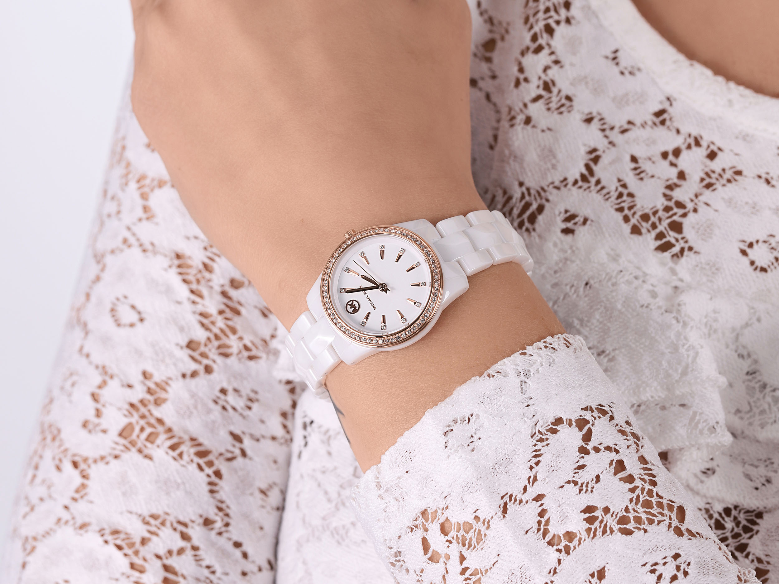 Michael Kors MK6840 zegarek biały klasyczny Damskie bransoleta - miniatura 4
