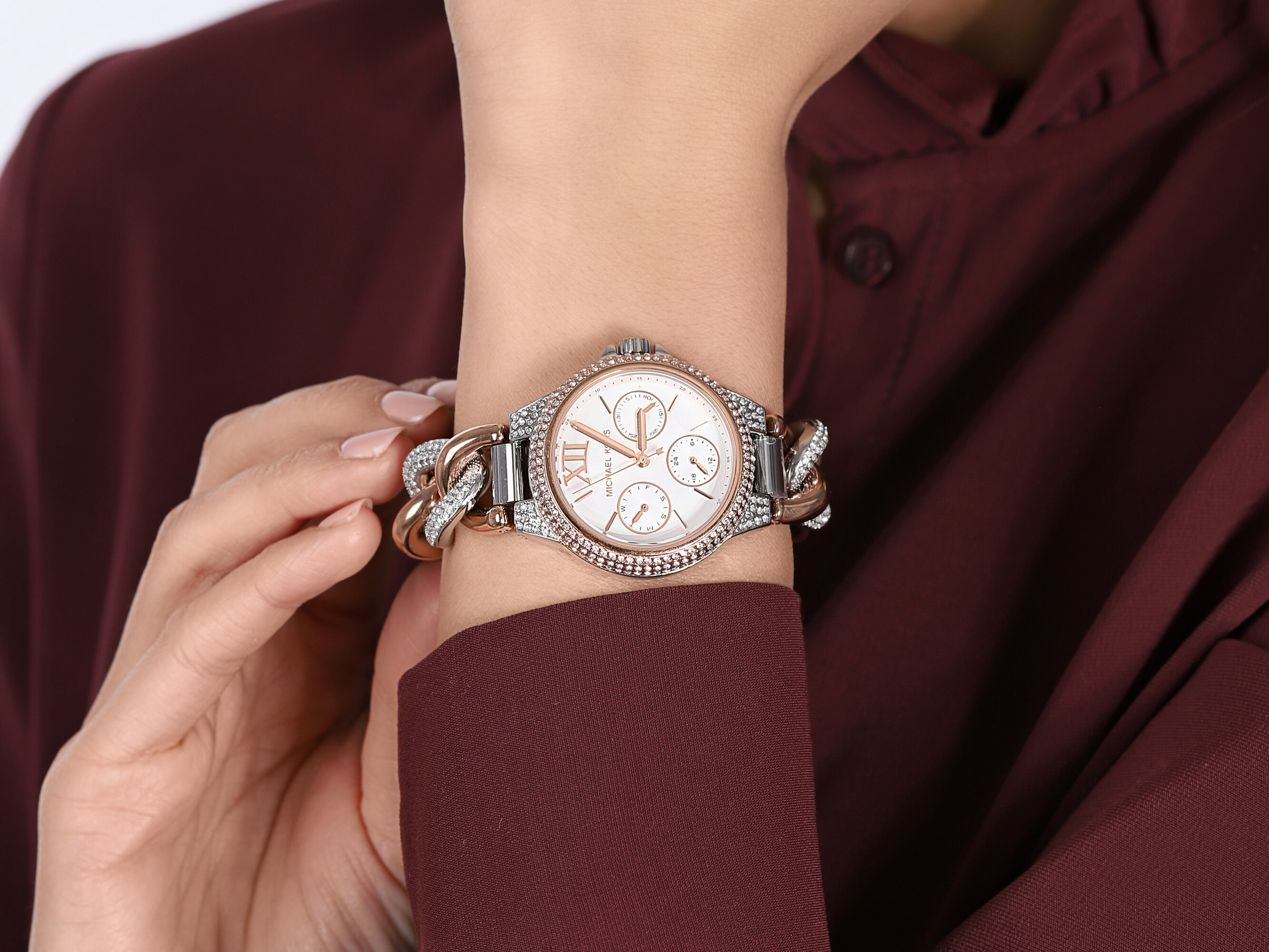 Michael Kors MK6843 zegarek srebrny fashion/modowy Camille bransoleta - miniatura 4