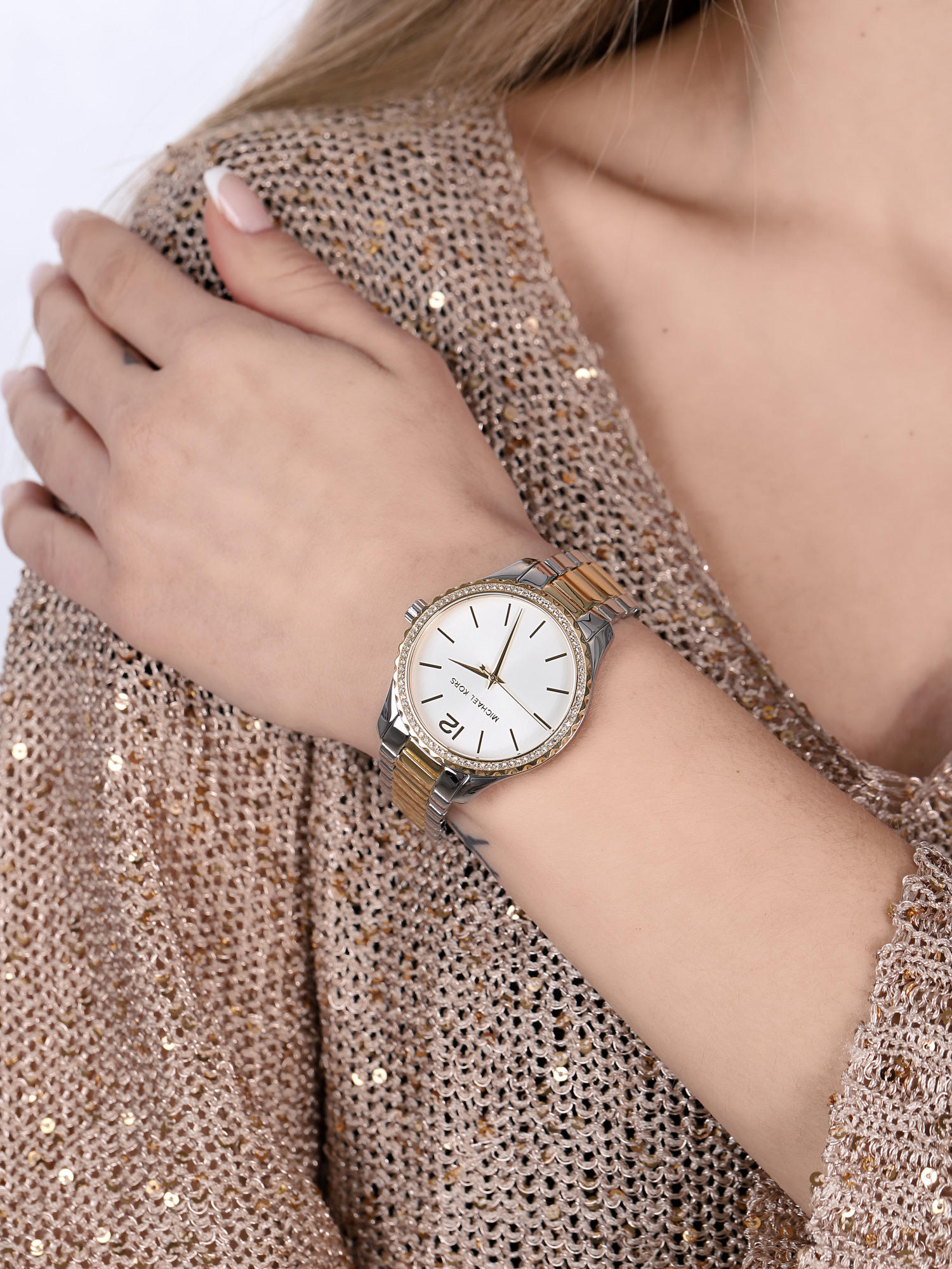 Michael Kors MK6899 zegarek srebrny klasyczny Layton bransoleta - miniatura 3