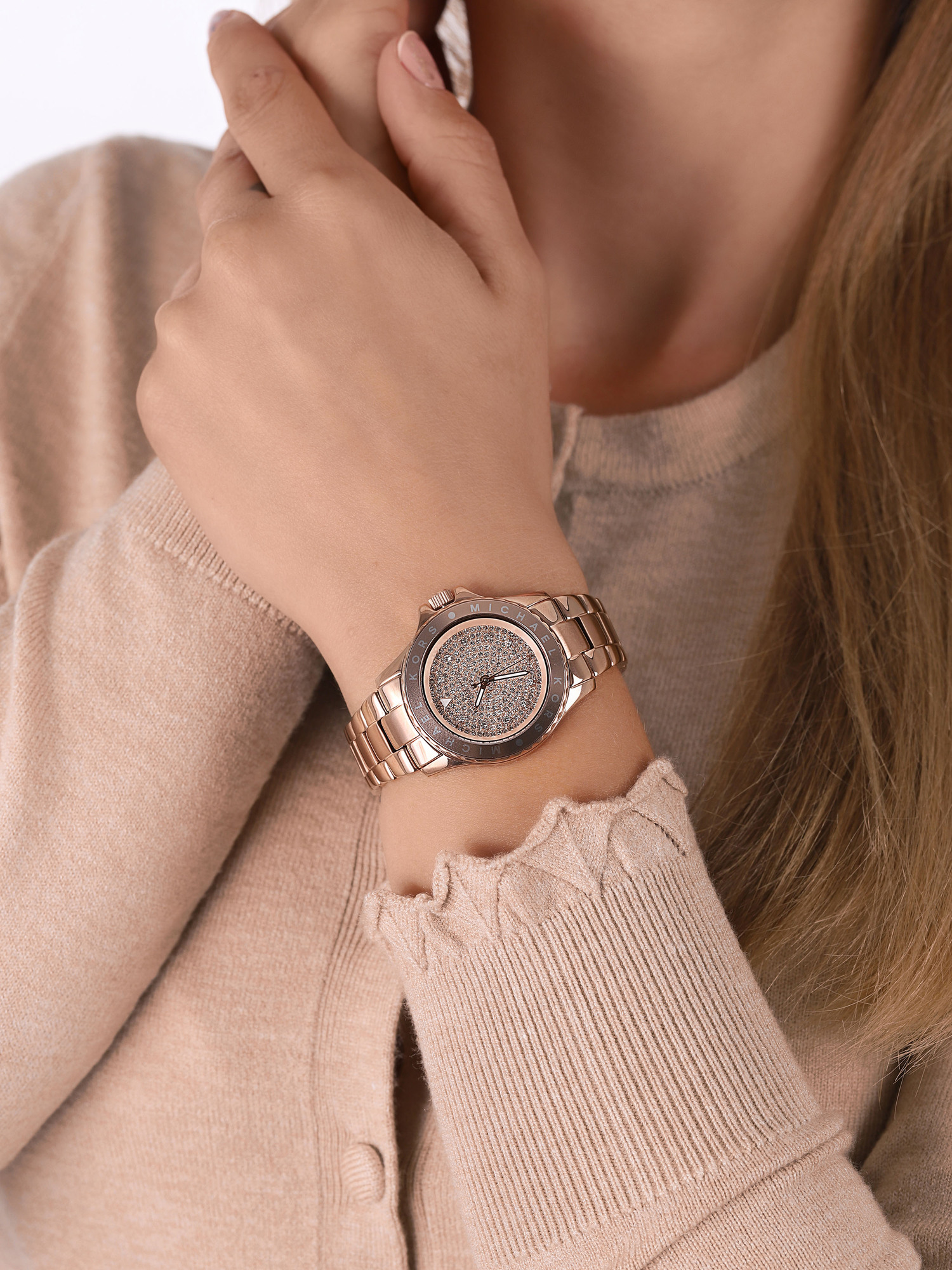 Michael Kors MK6956 zegarek różowe złoto klasyczny Kenly bransoleta - miniatura 3