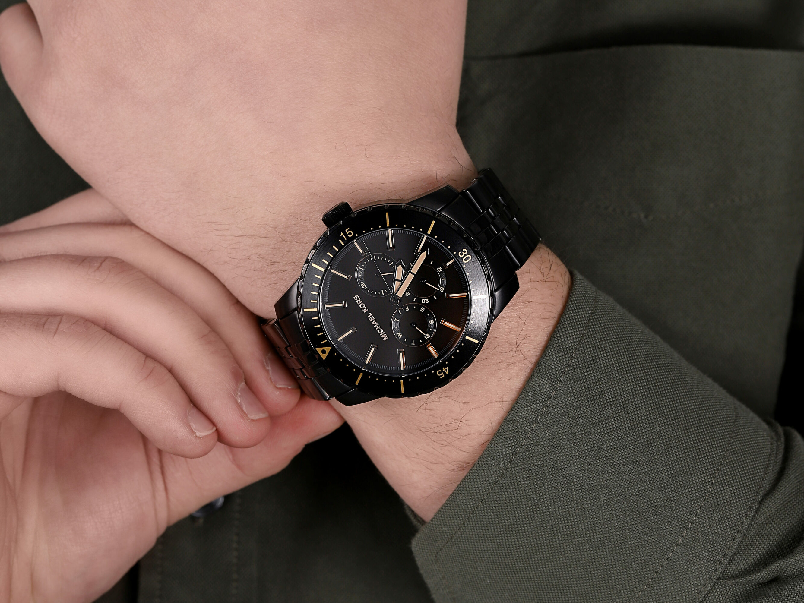 Michael Kors MK7157 zegarek czarny klasyczny Cunningham bransoleta - miniatura 4
