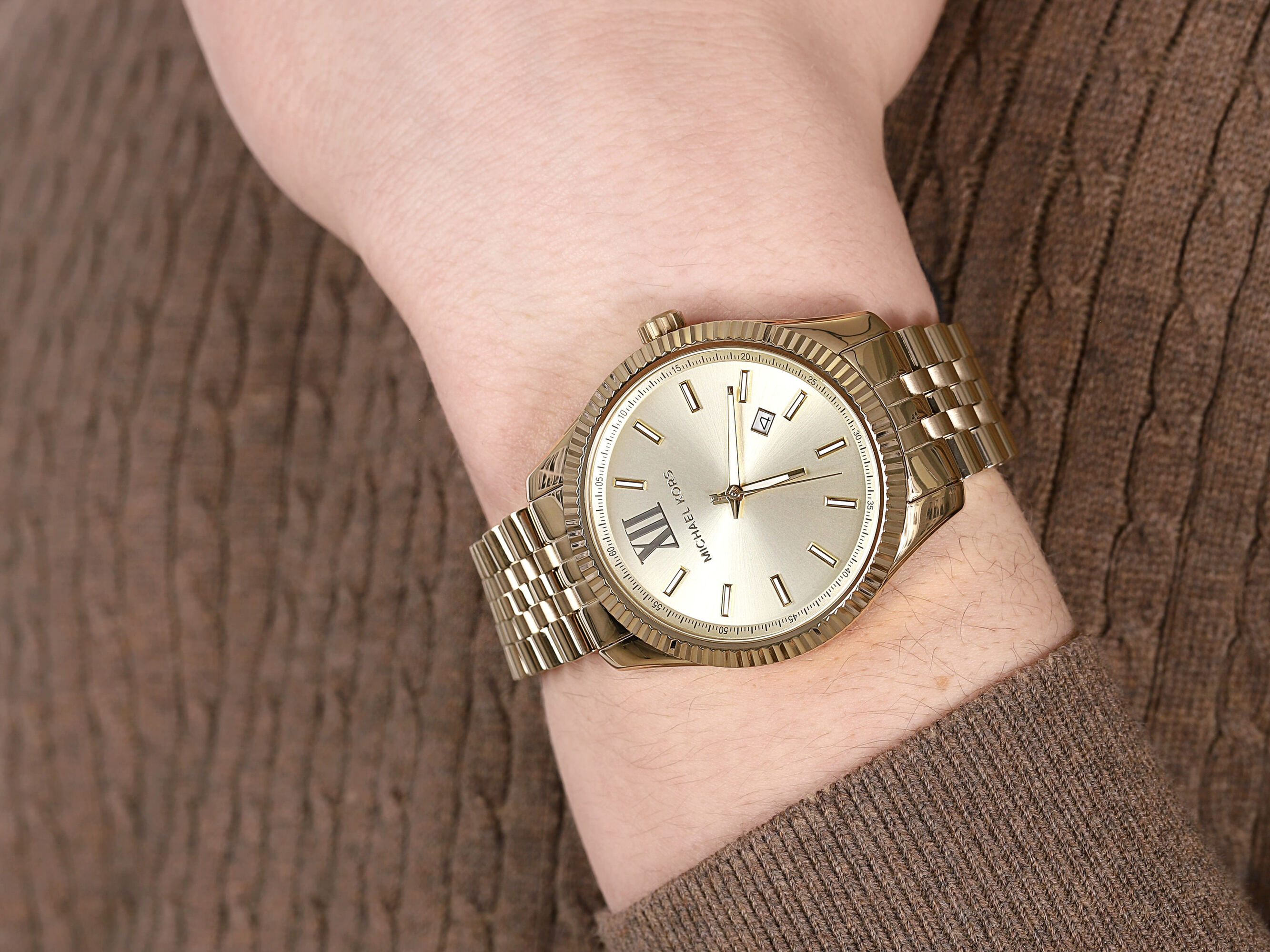 Michael Kors MK8857 zegarek złoty klasyczny Lexington bransoleta - miniatura 4