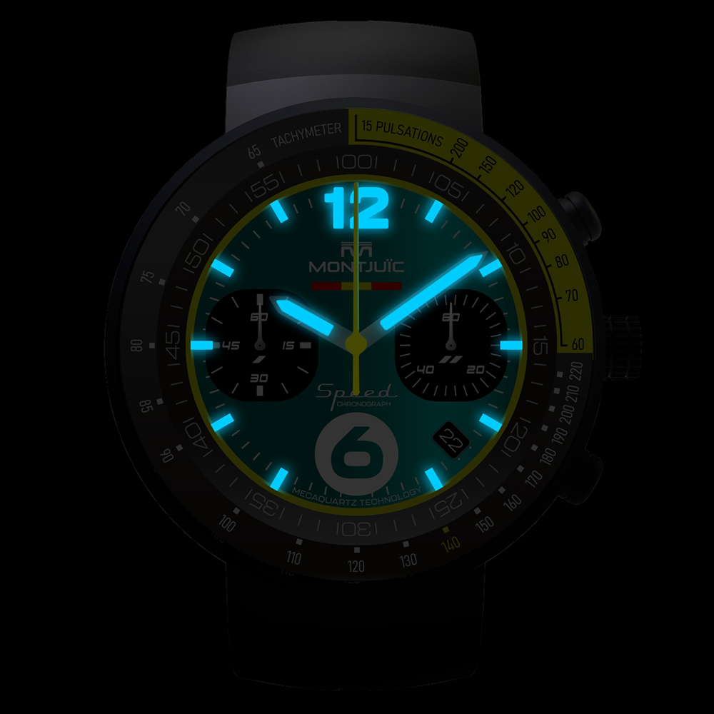 Montjuic MJ20906B zegarek czarny sportowy Speed Chronograph pasek - miniatura 5