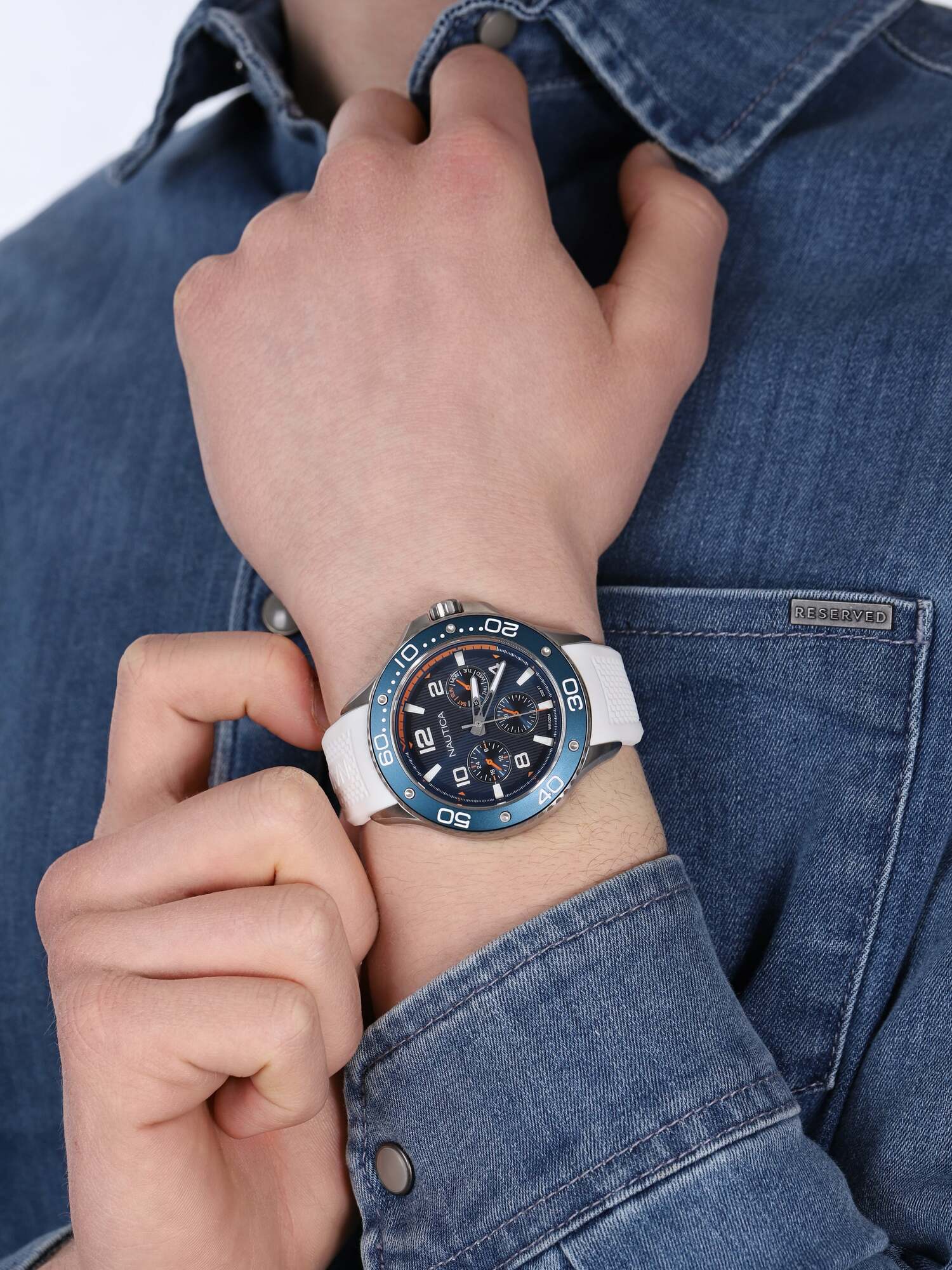 Nautica NAPP25001 zegarek srebrny sportowy Pasek pasek - miniatura 3