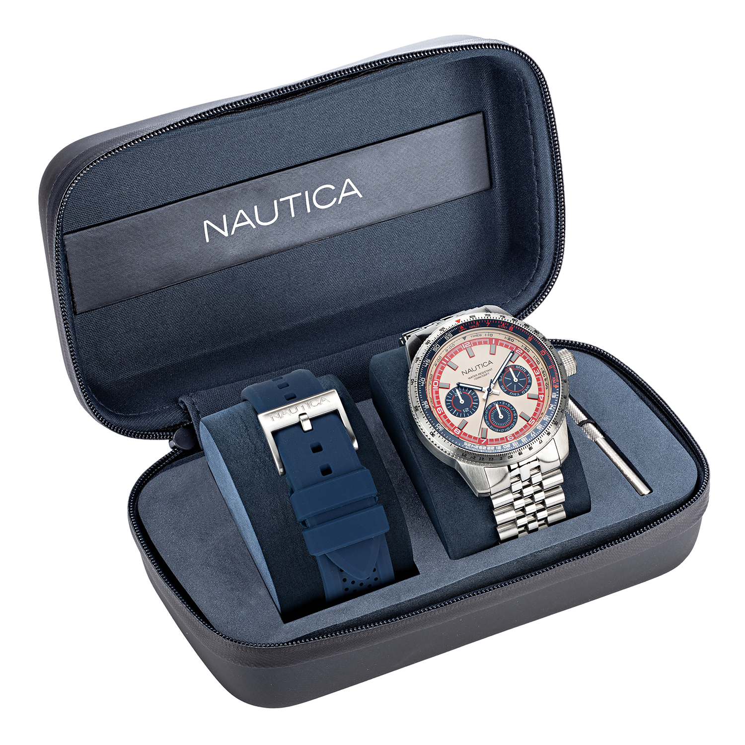 Nautica NAPP39S27 zegarek srebrny sportowy Bransoleta bransoleta - miniatura 5