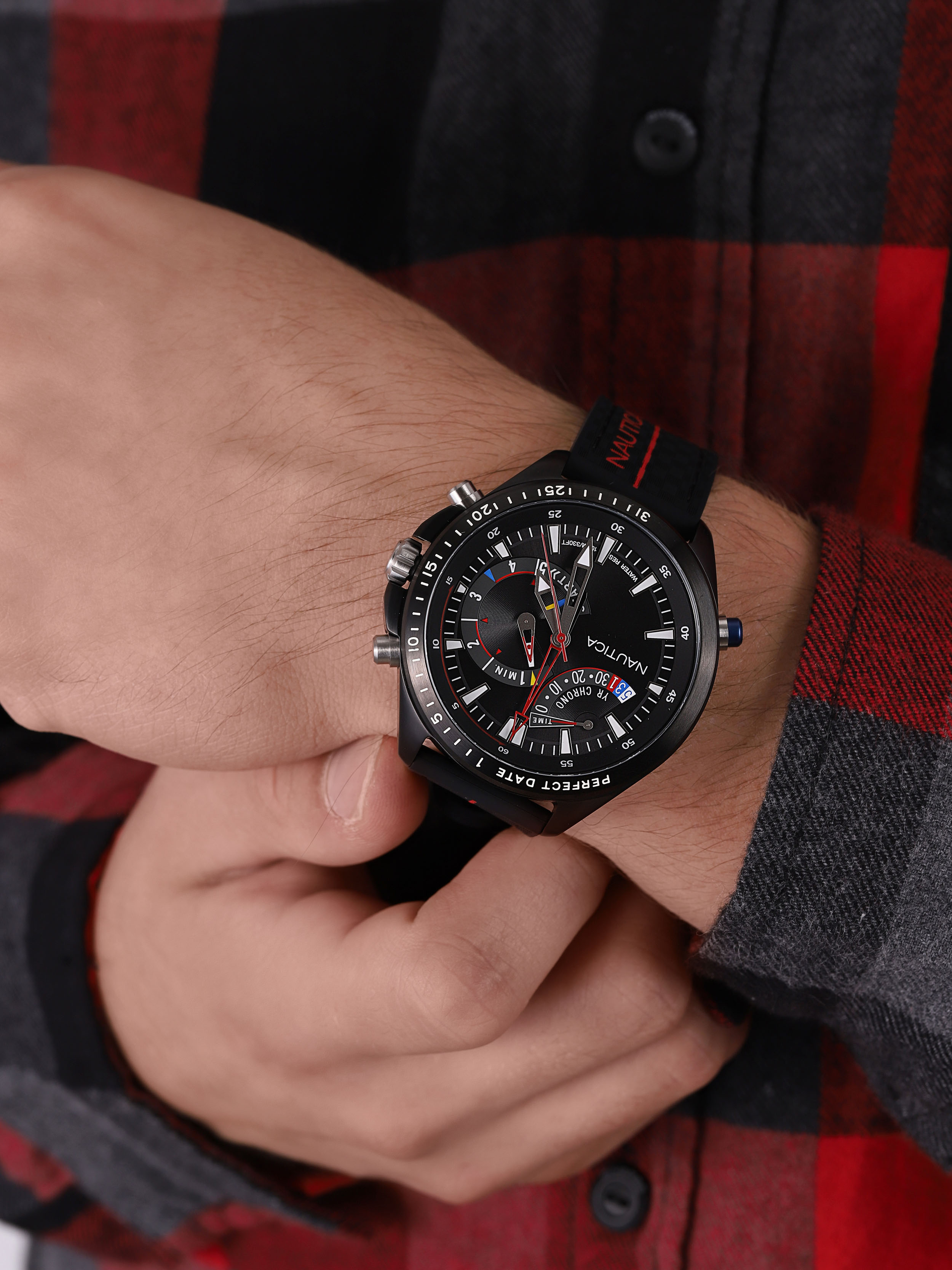 Nautica NAPSWS002 zegarek czarny sportowy Pasek pasek - miniatura 3