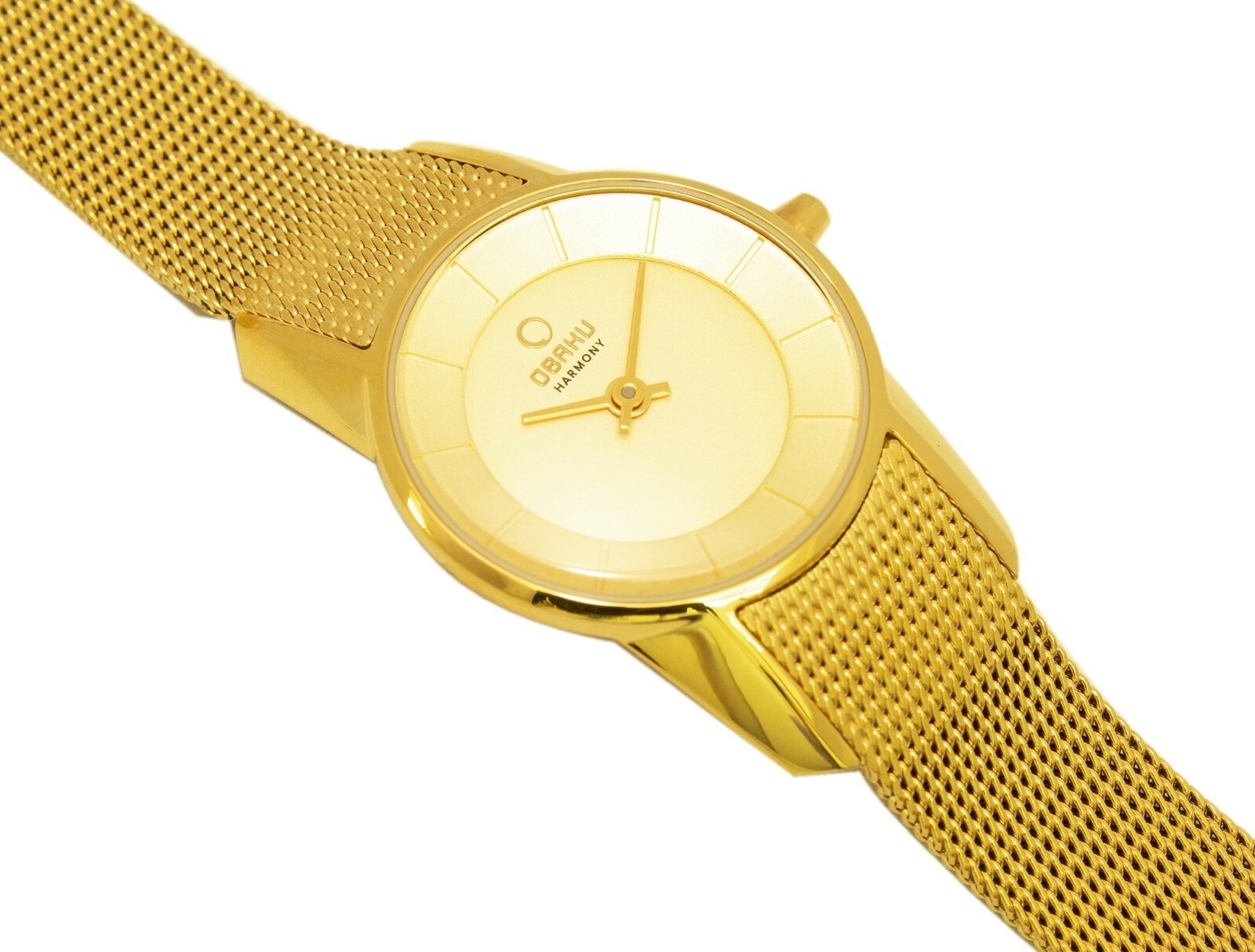 Obaku Denmark V130LGGMG-POWYSTAWOWY zegarek złoty fashion-modowy Slim bransoleta