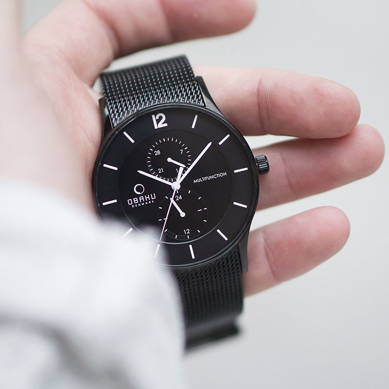 Obaku Denmark V157GMBBMB zegarek czarny klasyczny Slim bransoleta - miniatura 5