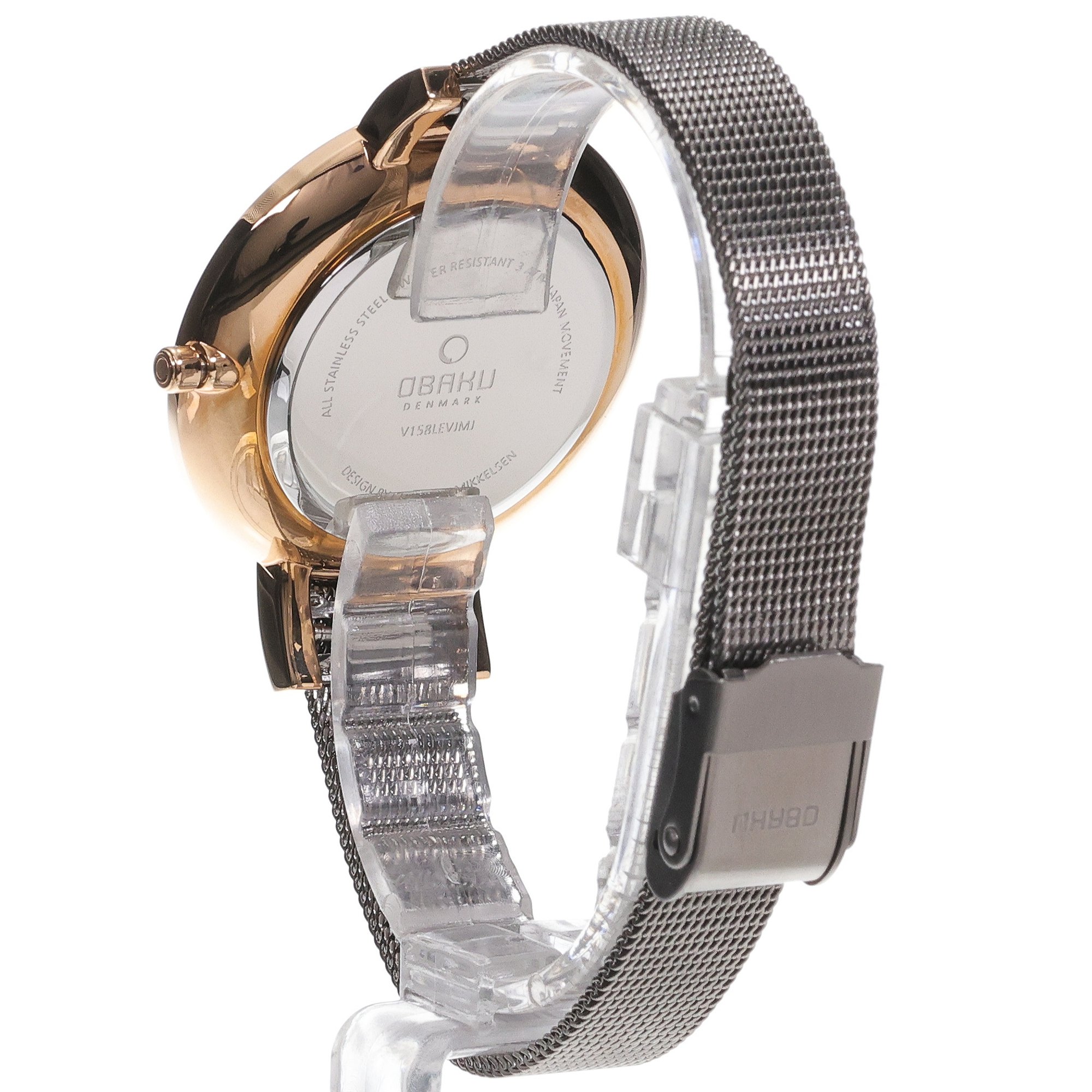 Obaku Denmark V158LEVJMJ LUN - GRANITE - Christian Mikkelsen Slim fashion-modowy zegarek różowe złoto - miniatura 4