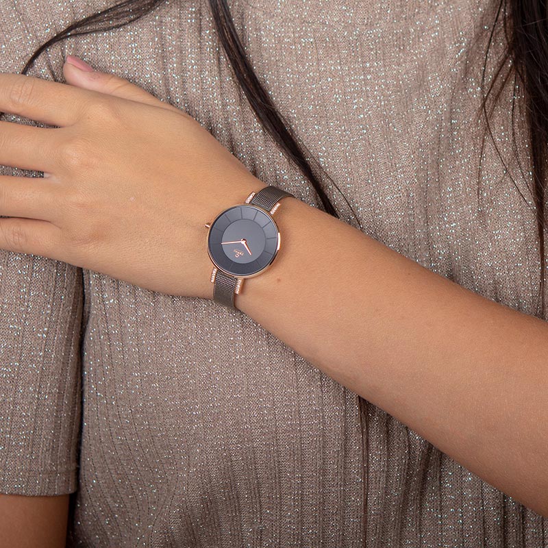 Obaku Denmark V158LEVJMJ LUN - GRANITE Slim fashion/modowy zegarek różowe złoto - miniatura 9