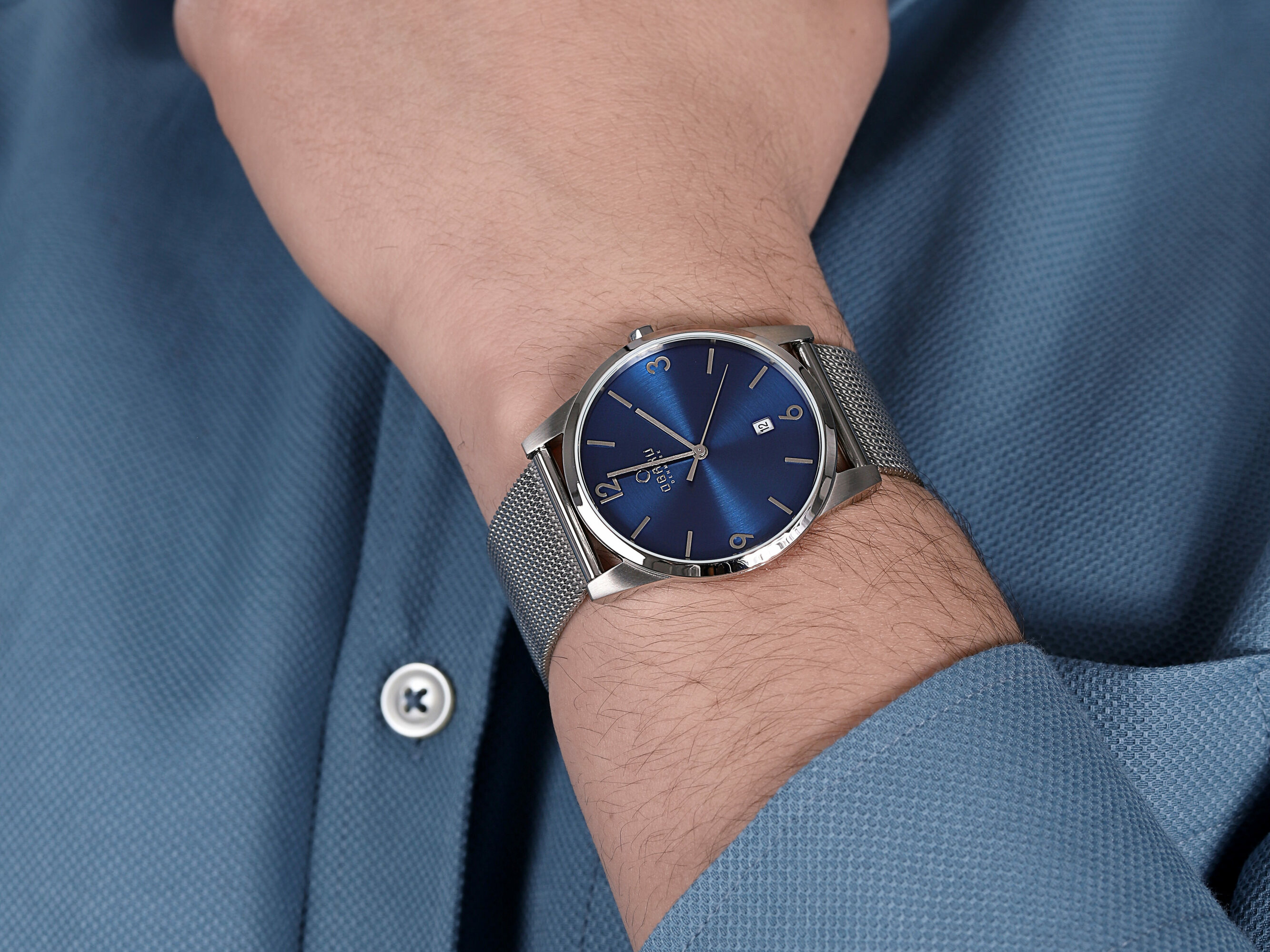 Obaku Denmark V169GDCLMC Slim STEN - CYAN zegarek męski klasyczny mineralne - miniatura 4