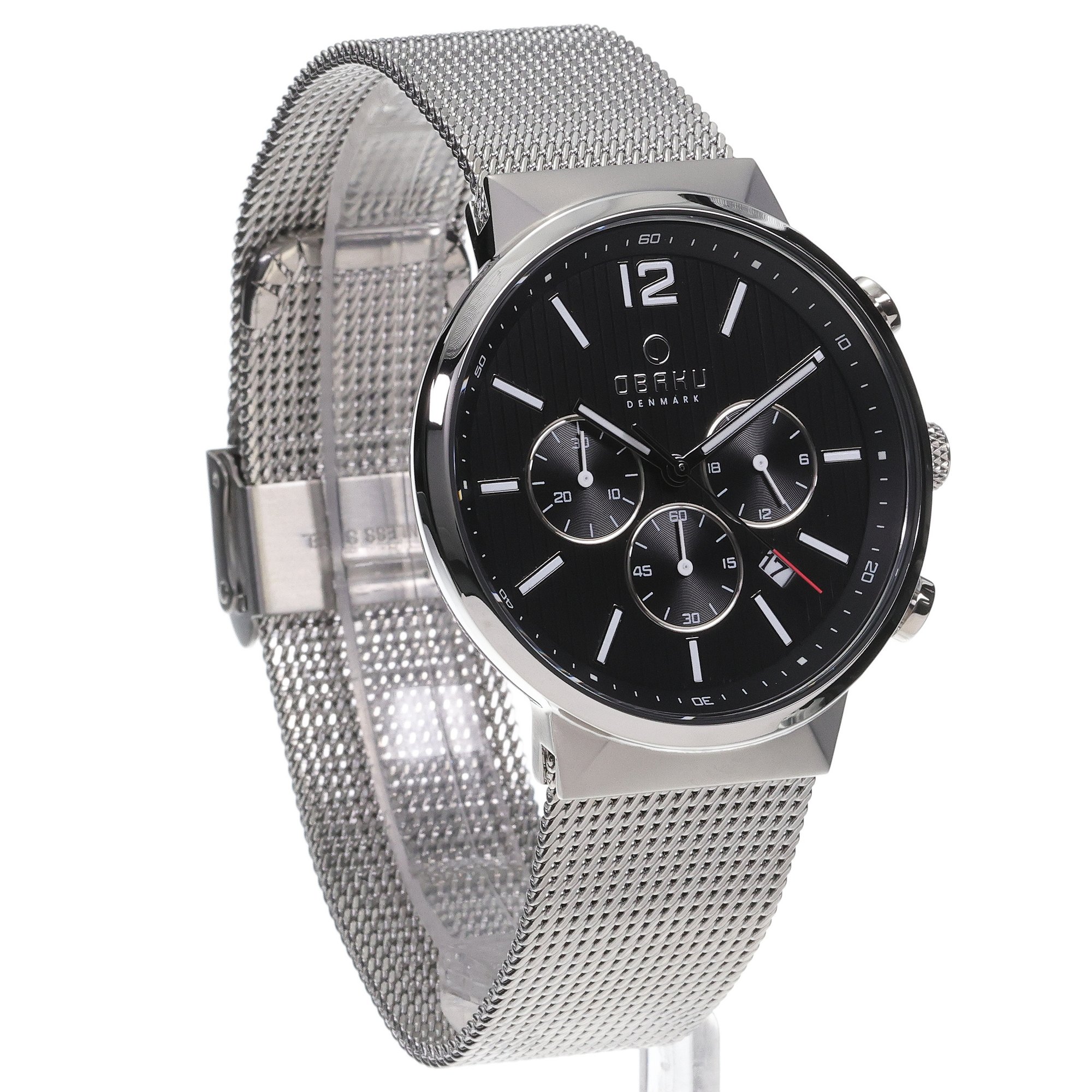 Obaku Denmark V180GCCBMC STORM - ONYX - Christian Mikkelsen Slim klasyczny zegarek srebrny