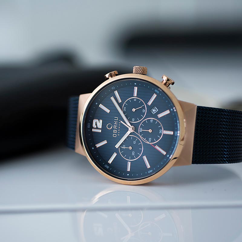 Obaku Denmark V180GCVLML zegarek męski Slim różowe złoto - miniatura 12