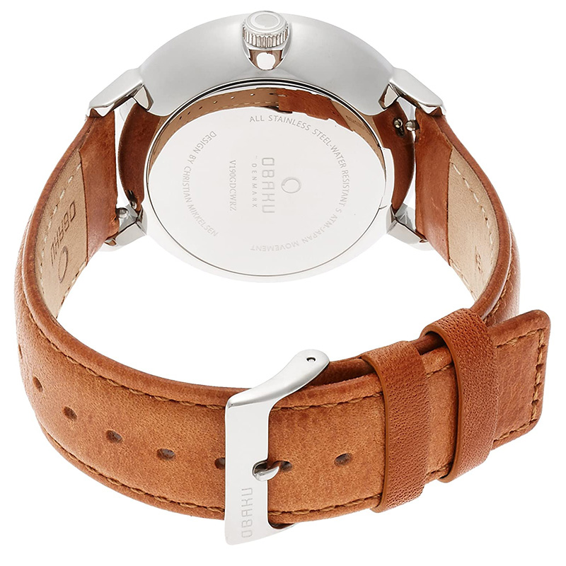 Obaku Denmark V190GDCWRZ Slim RISLEN - COGNAC zegarek męski klasyczny mineralne - miniatura 8