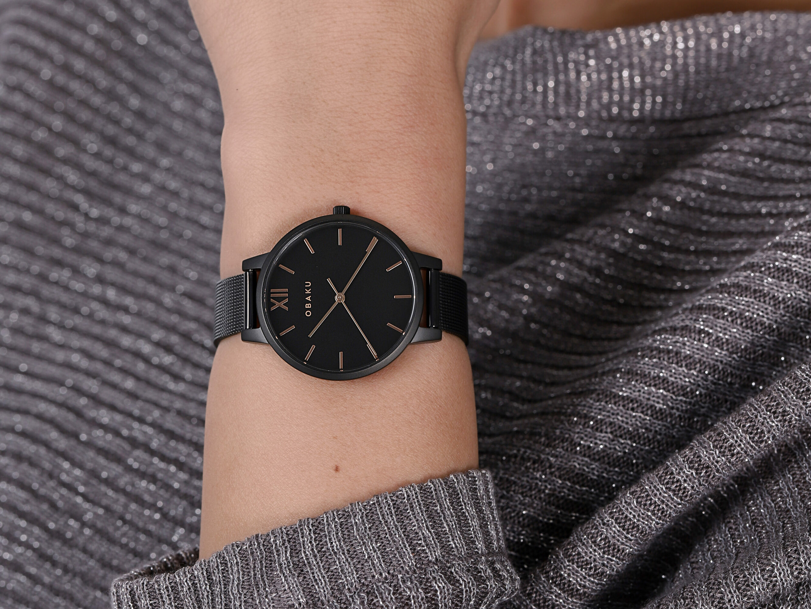 Obaku Denmark V209LXBBMB LIV - CHARCOAL zegarek klasyczny Slim - miniatura 4