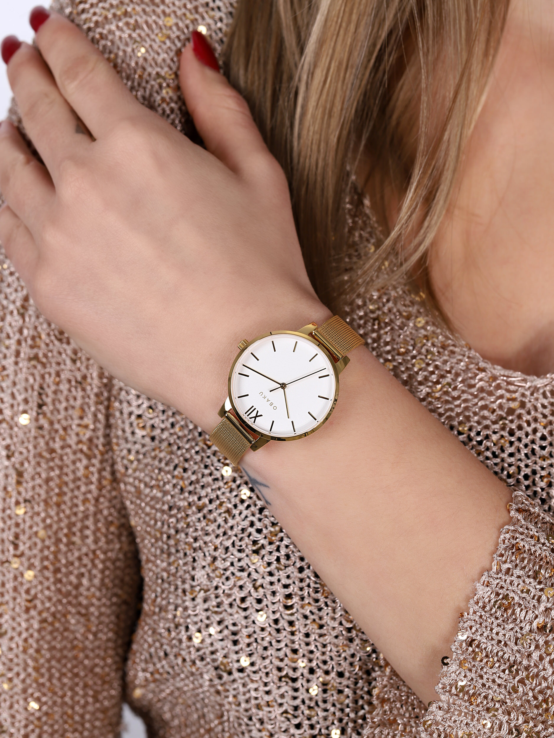 Obaku Denmark V209LXGIMG LIV - GOLD Slim klasyczny zegarek złoty - miniatura 3