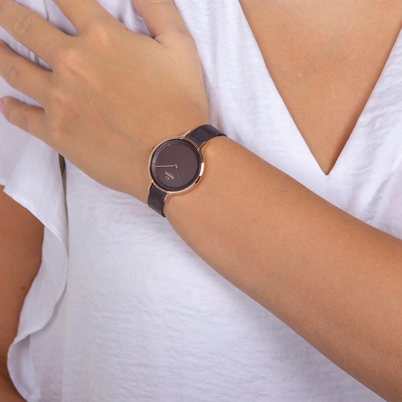Obaku Denmark V228LXVNMN Slim KYST - WALNUT zegarek damski klasyczny mineralne - miniatura 8