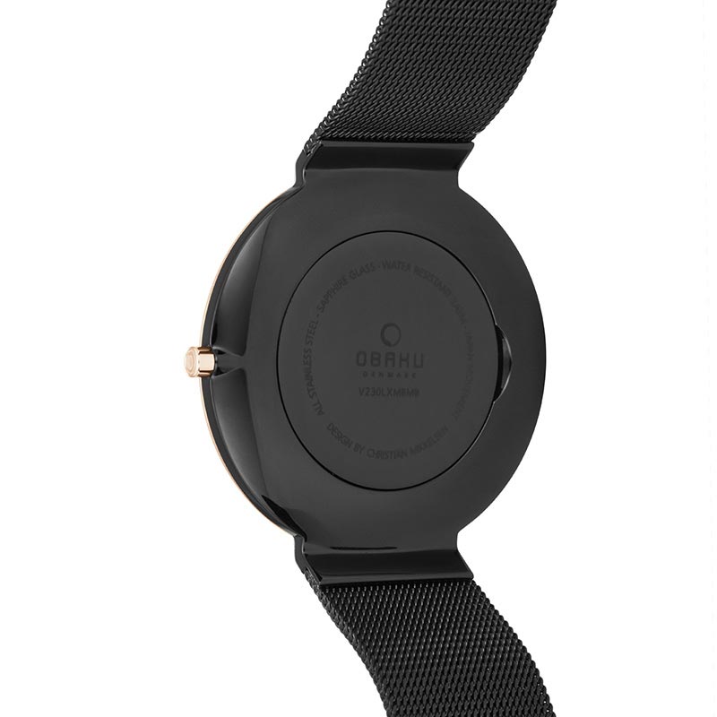 Obaku Denmark V230LXMBMB zegarek czarny klasyczny Slim bransoleta - miniatura 3