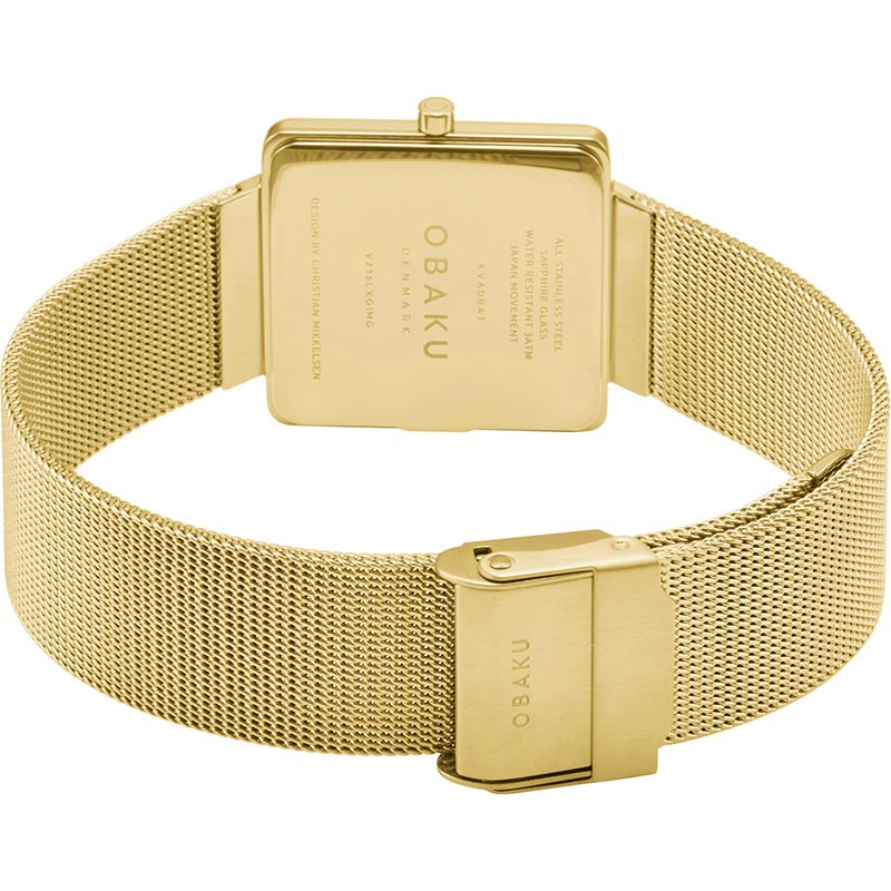 Obaku Denmark V236LXGIMG KVADRAT - GOLD zegarek klasyczny Slim - miniatura 4