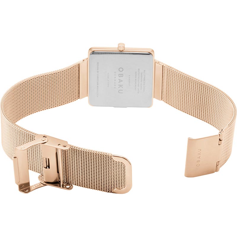 Obaku Denmark V236LXVIMV KVADRAT - ROSE Slim klasyczny zegarek różowe złoto - miniatura 8