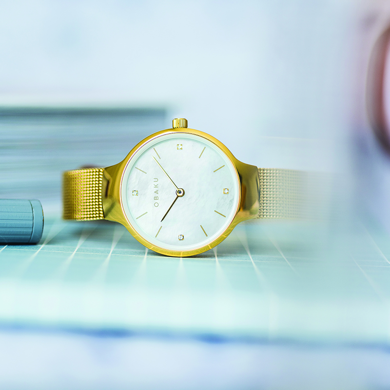 Obaku Denmark V241LXGWMG VIKKE - GOLD Slim klasyczny zegarek złoty - miniatura 9