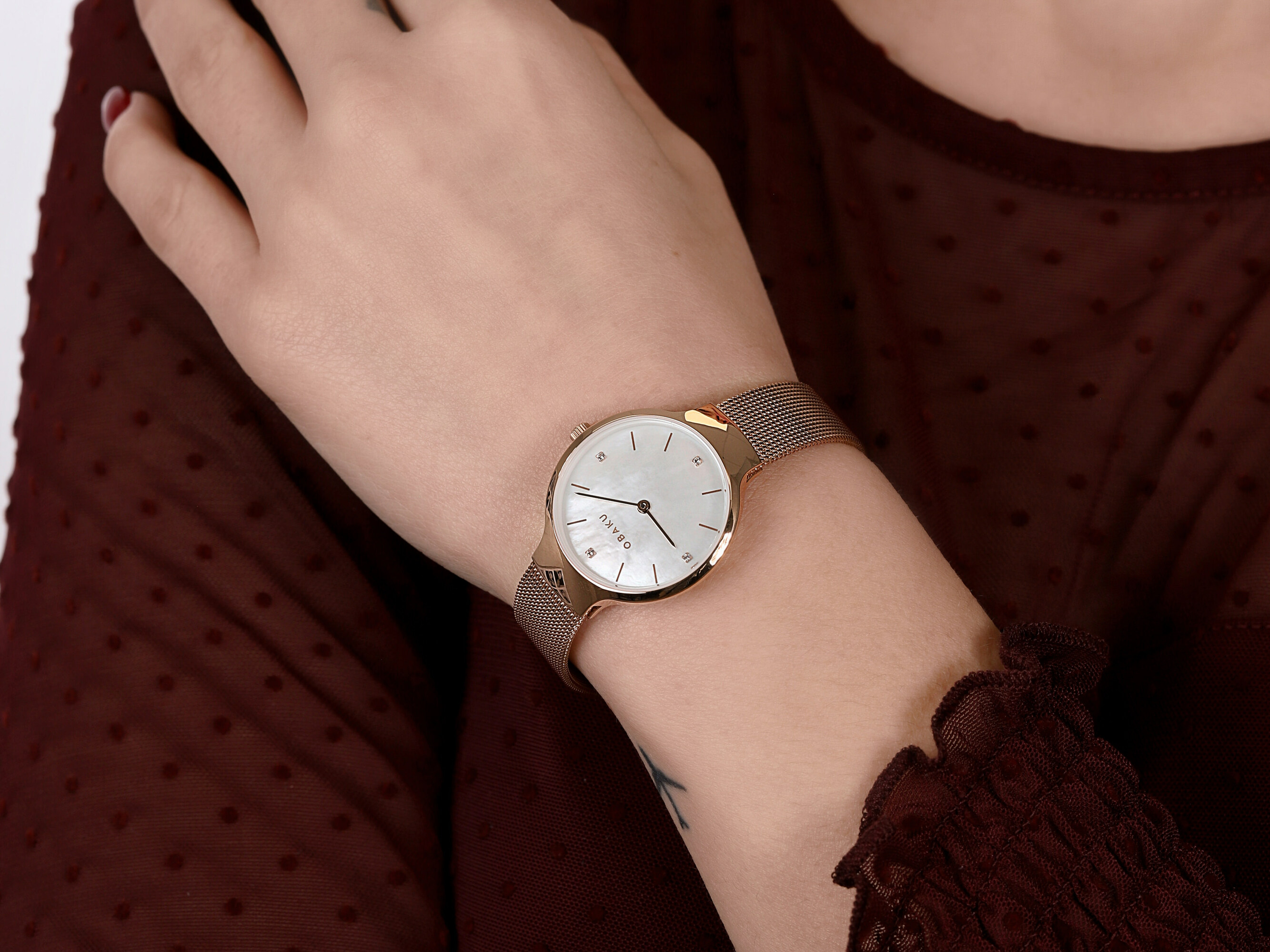 Obaku Denmark V241LXVWMV Slim VIKKE - ROSE zegarek damski klasyczny mineralne - miniatura 4