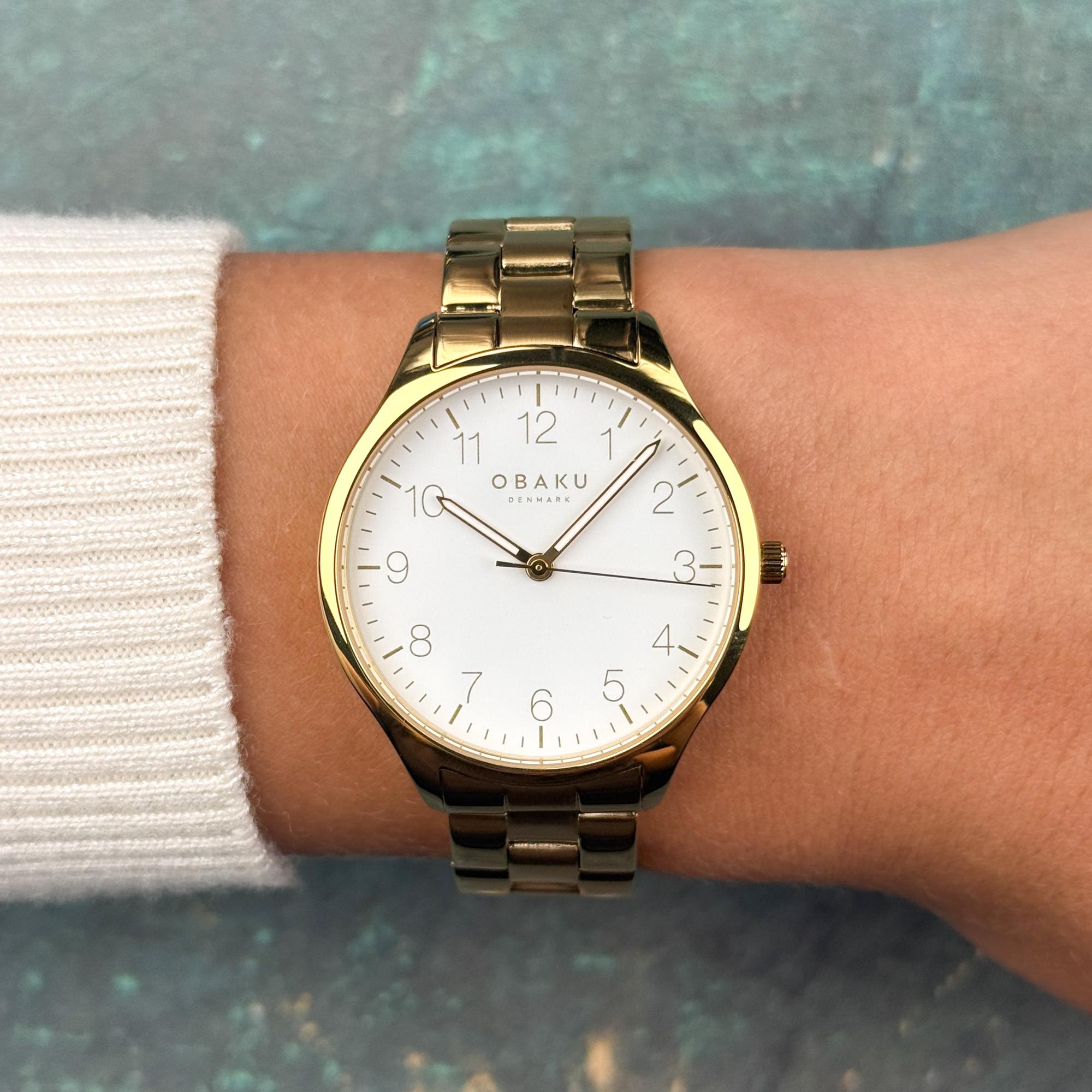 Obaku Denmark V260LXGWSG-DAF Falke - Cider Damskie klasyczny zegarek złoty