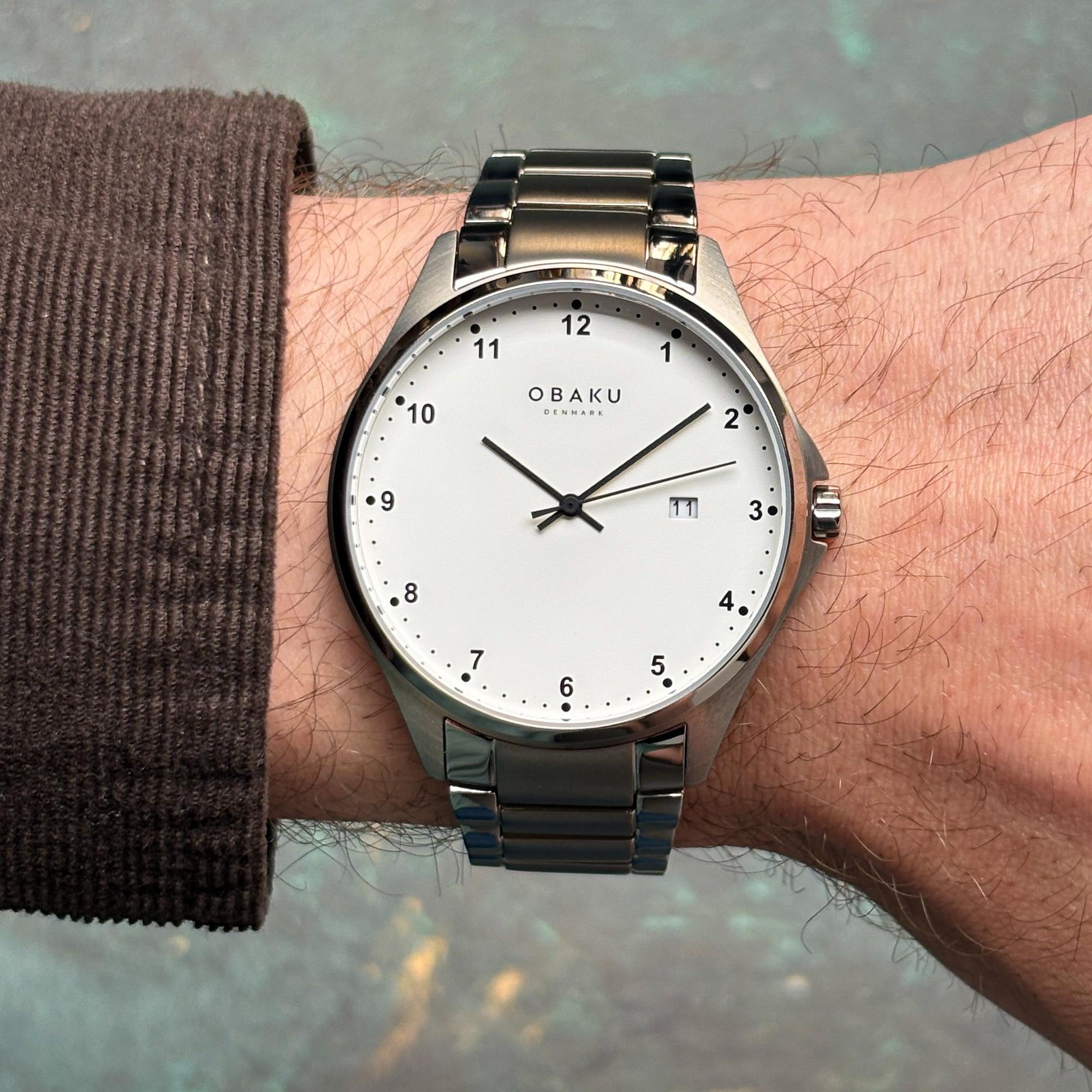 Obaku Denmark V272GDTWST Męskie Titanium - Titanlink zegarek męski klasyczny mineralne utwardzane - miniatura 8
