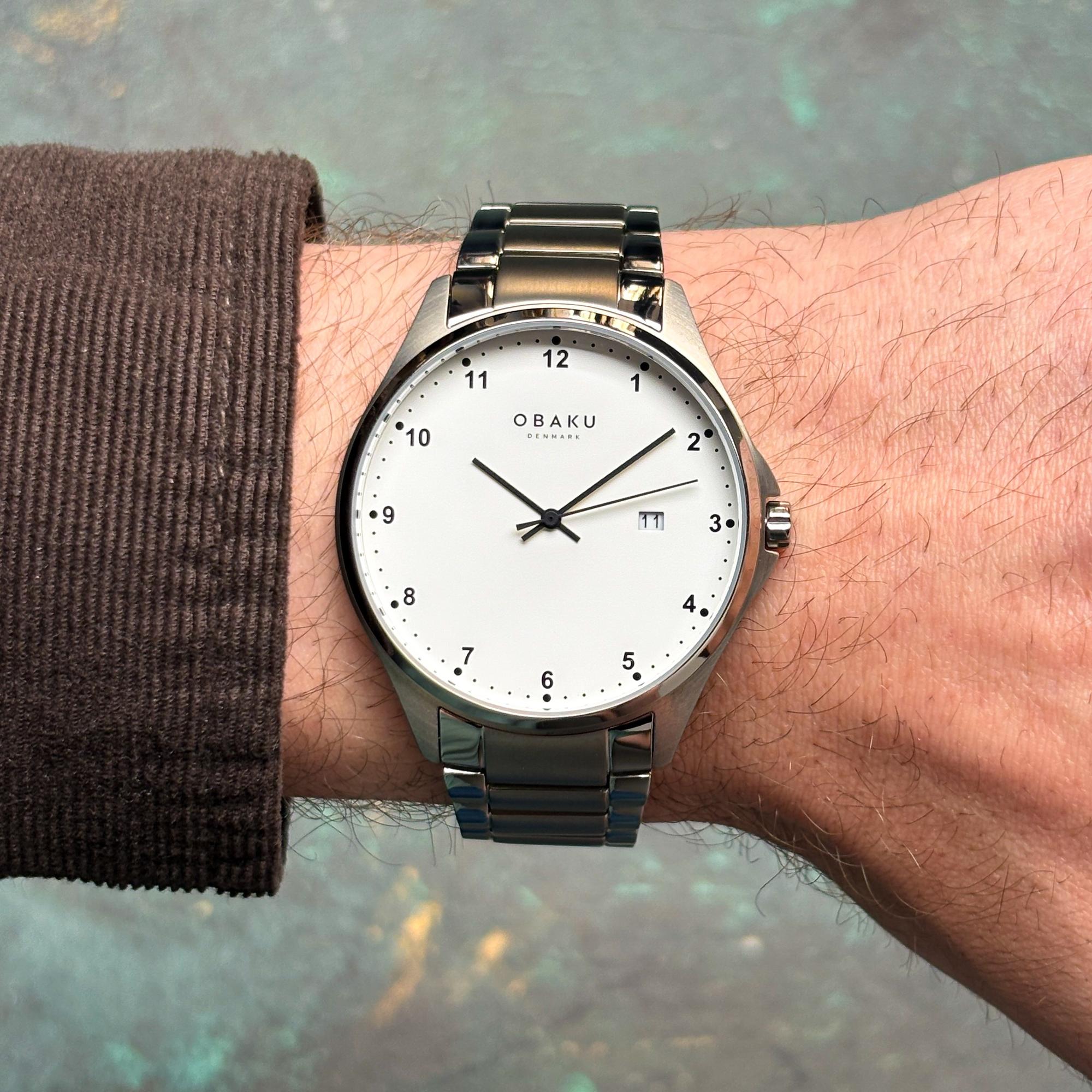 Obaku Denmark V272GDTWST Titanium - Titanlink Męskie klasyczny zegarek szary - miniatura 9