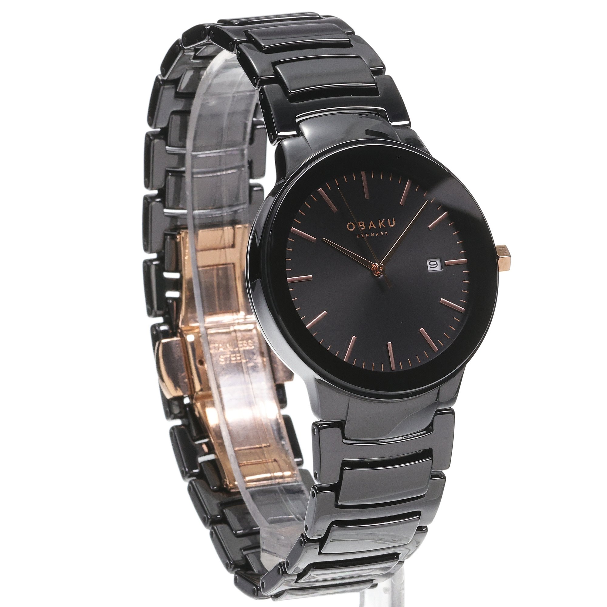 Obaku Denmark V280LDBBCB zegarek czarny klasyczny Bransoleta bransoleta - miniatura 3