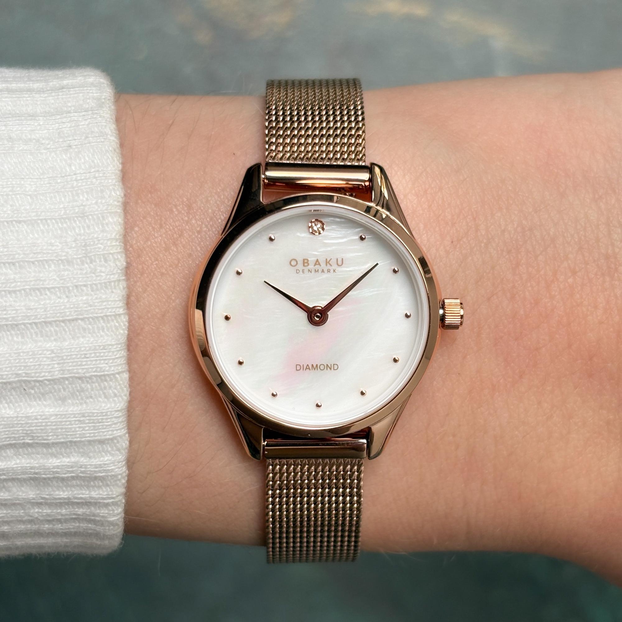 Obaku Denmark V297SXVWMV Smykke  Damskie fashion-modowy zegarek różowe złoto - miniatura 9