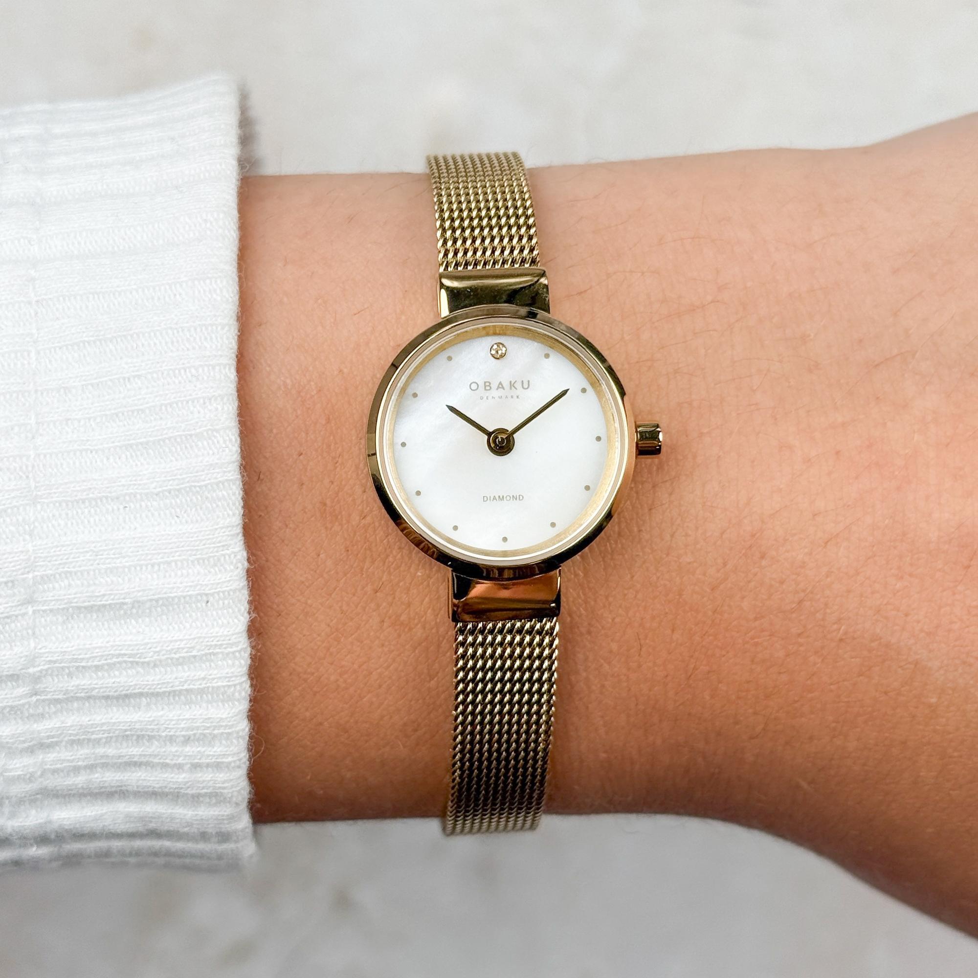 Obaku Denmark V313LXGWMG Damskie Blink - Diamond Pearl Gold zegarek damski klasyczny mineralne - miniatura 8
