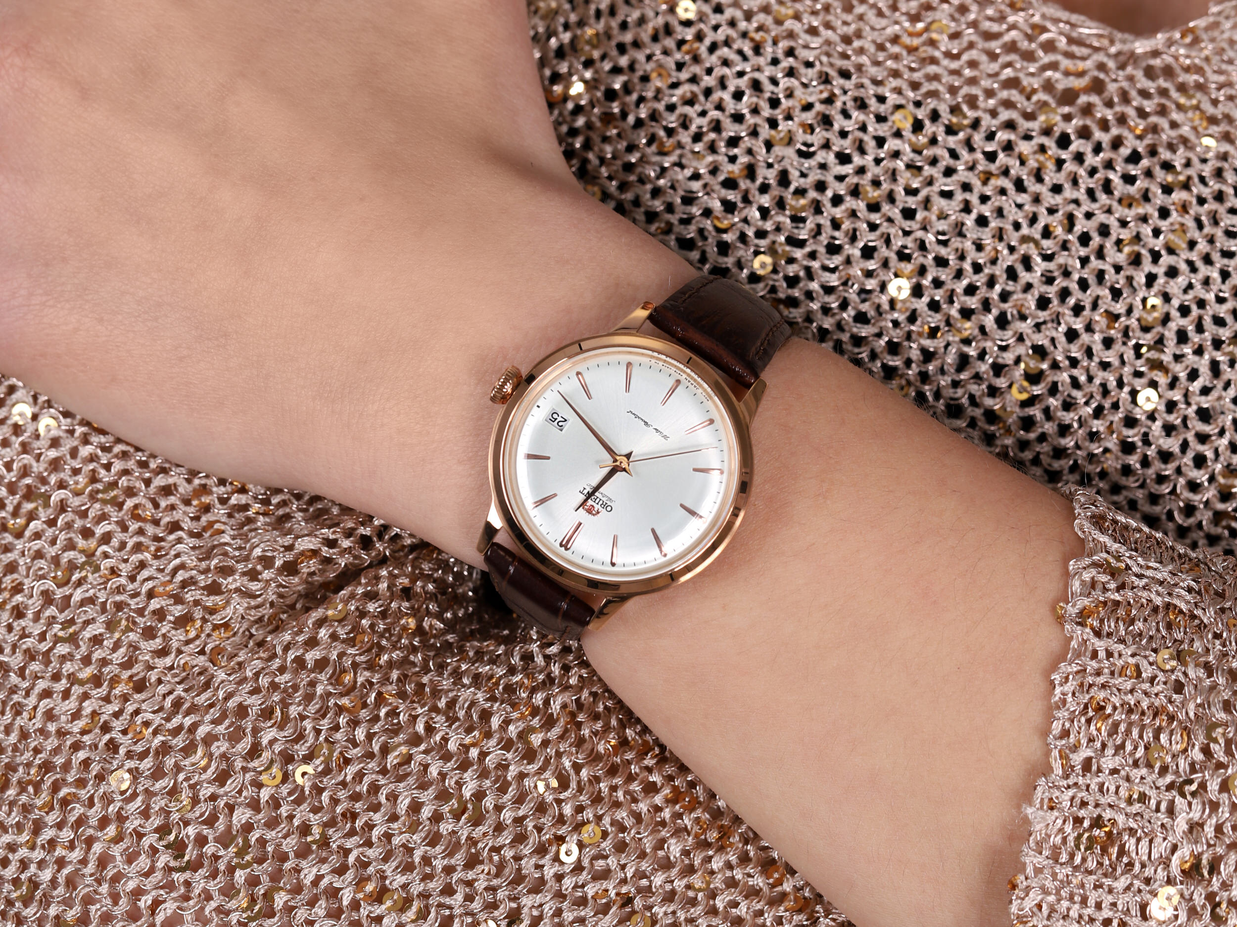 Orient RA-AC0010S10B zegarek różowe złoto klasyczny Classic pasek - miniatura 4