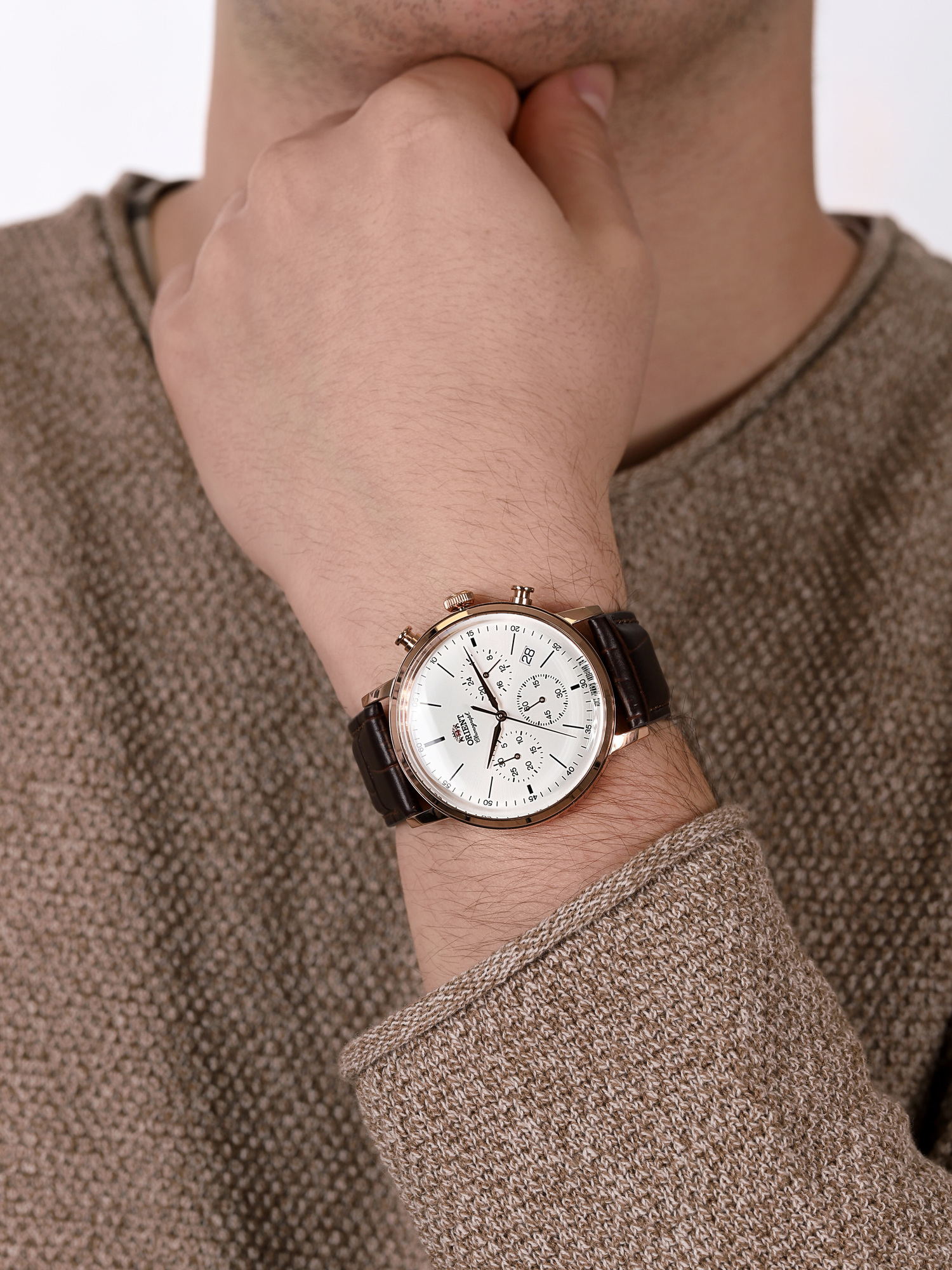 Orient RA-KV0403S10B zegarek różowe złoto sportowy Classic pasek - miniatura 3