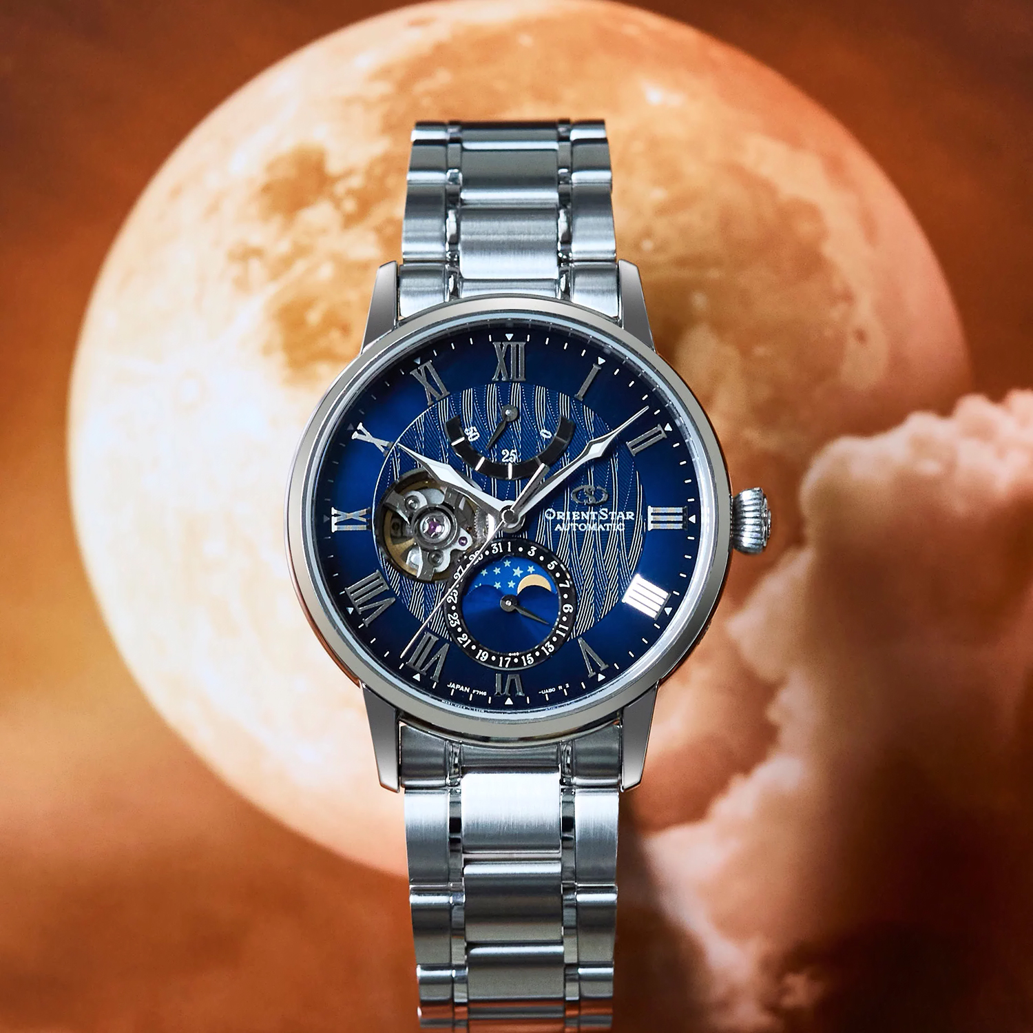 Orient Star RE-AY0103L00B zegarek męski klasyczny Open Heart bransoleta - miniatura 10