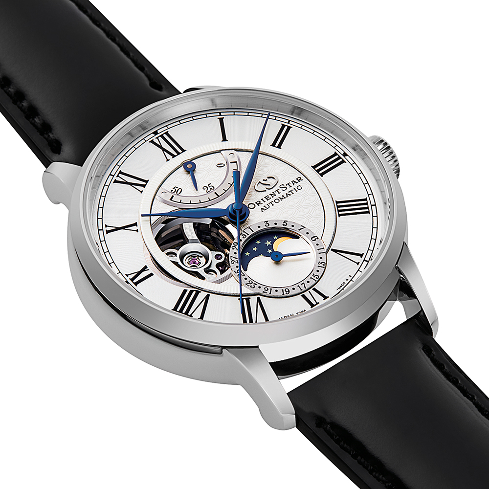 Orient Star RE-AY0106S00B męski zegarek Open Heart pasek