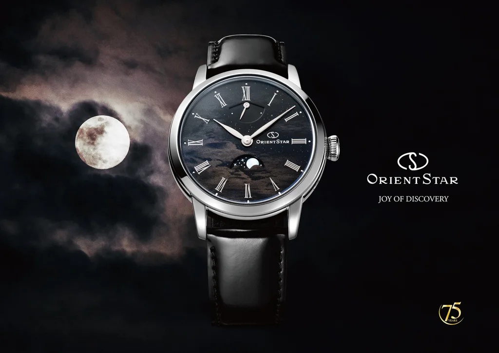 Orient Star RE-BW0008B00B M Collection M45 Moon Phase F8 Mechanical 75th Anniversary Limited Edition zegarek męski klasyczny szafirowe - miniatura 8