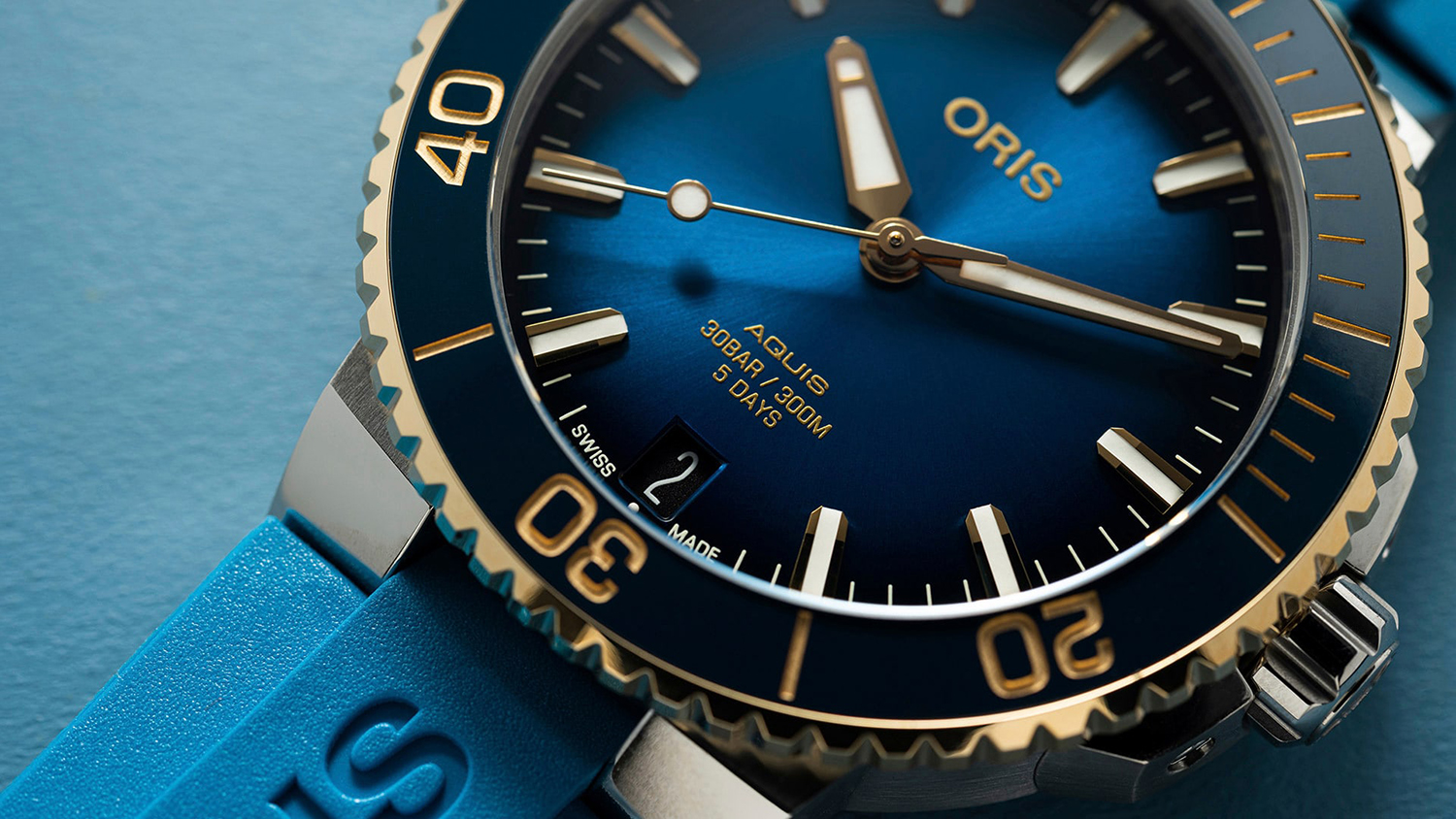 Oris 01 400 7769 6355-07 4 22 75FC Aquis AQUIS DATE CALIBRE 400 zegarek męski elegancki szafirowe - miniatura 6