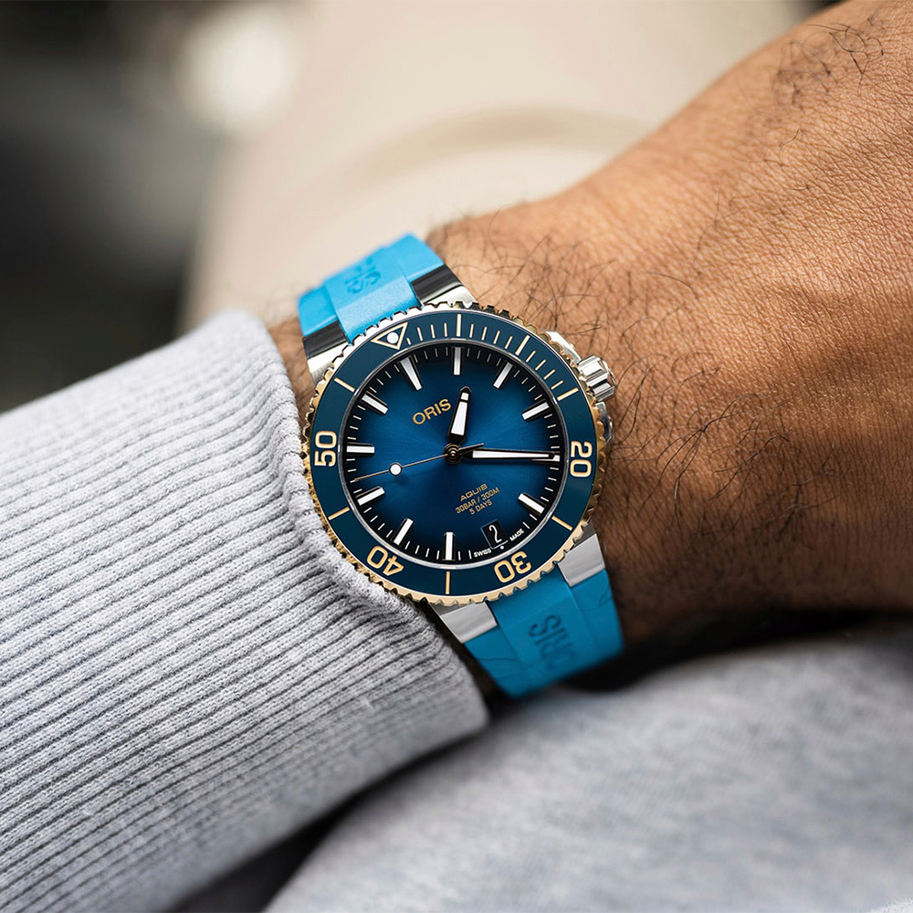 Oris 01 400 7769 6355-07 4 22 75FC zegarek męski Aquis srebrny - miniatura 8