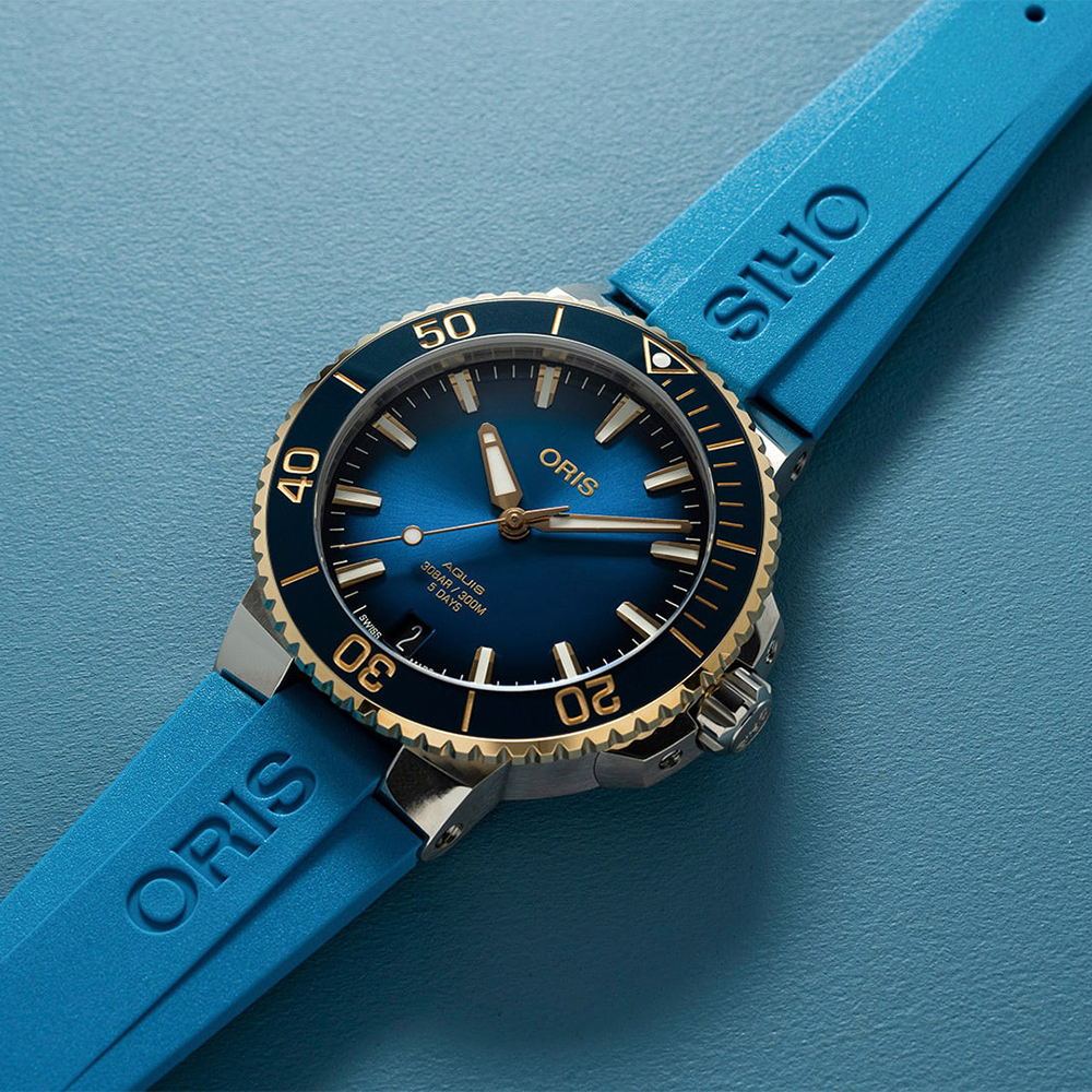 Oris 01 400 7769 6355-07 4 22 75FC zegarek męski elegancki Aquis pasek - miniatura 4