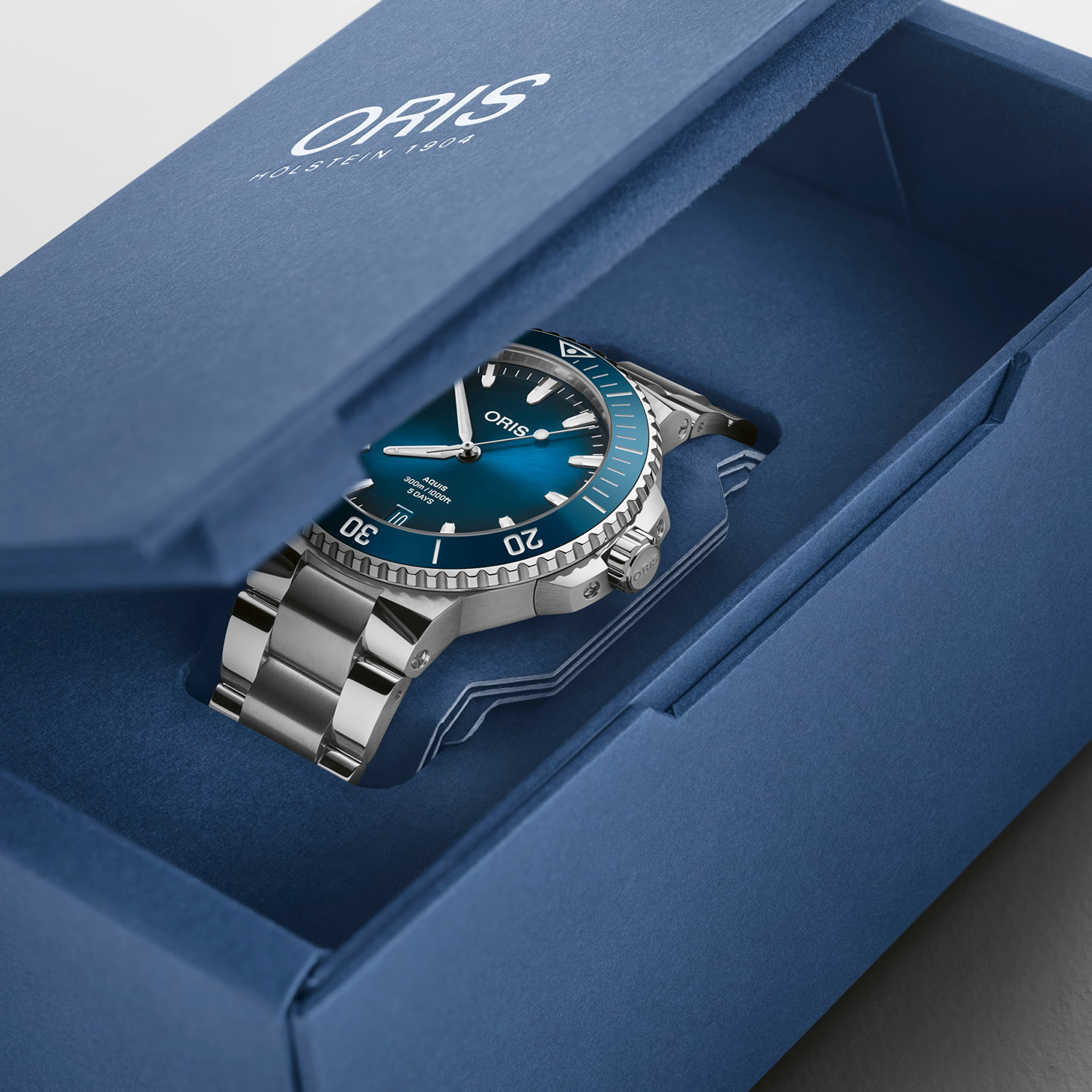 Oris 01 400 7790 4135-07 8 23 02PEB zegarek srebrny klasyczny Aquis bransoleta - miniatura 5