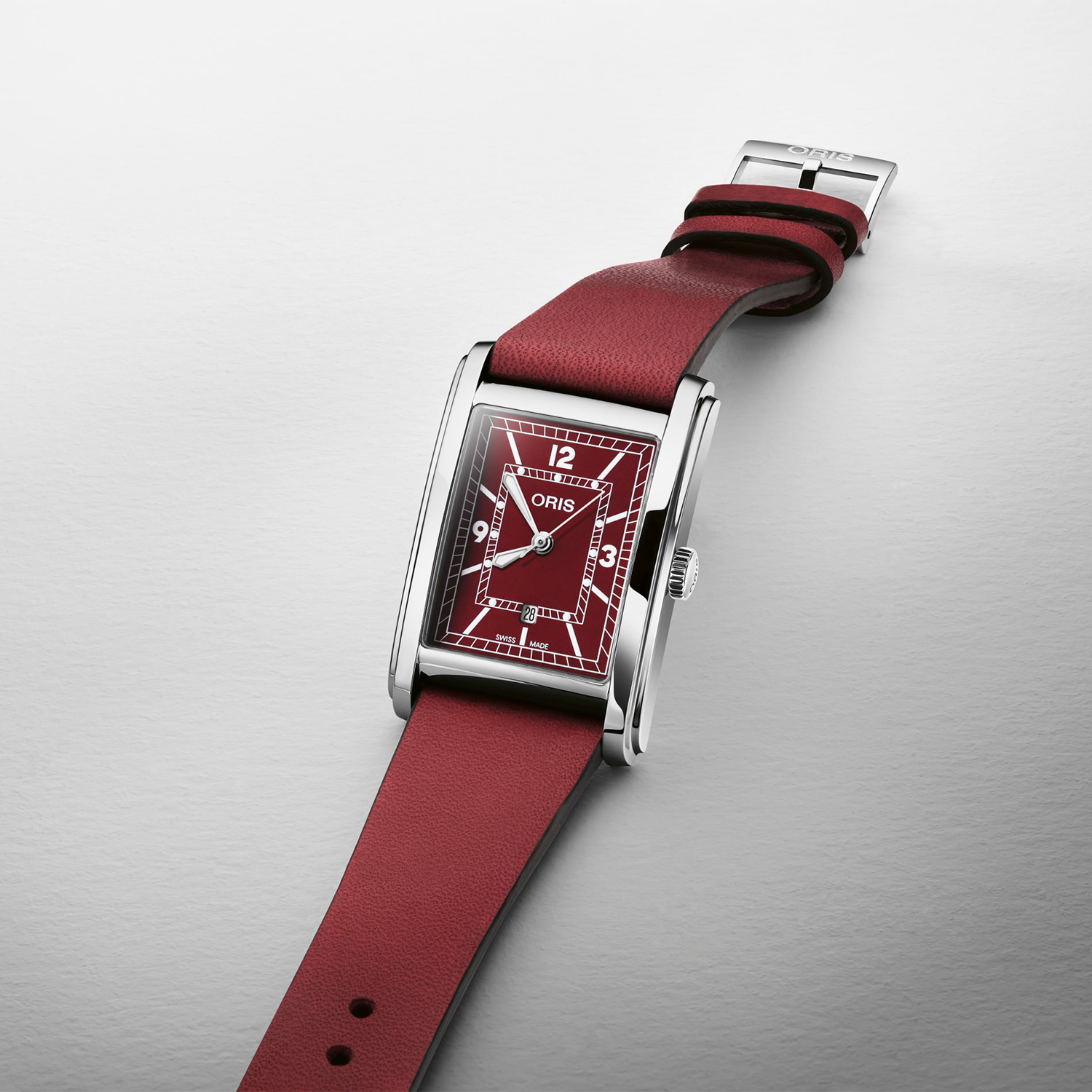 Oris 01 561 7783 4068-07 5 19 18 zegarek srebrny elegancki Rectangular pasek - miniatura 3