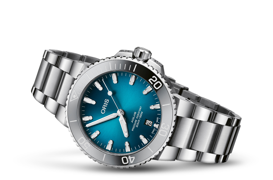 Oris 01 733 7732 4155-07 8 21 05PEB zegarek srebrny klasyczny Aquis bransoleta - miniatura 5