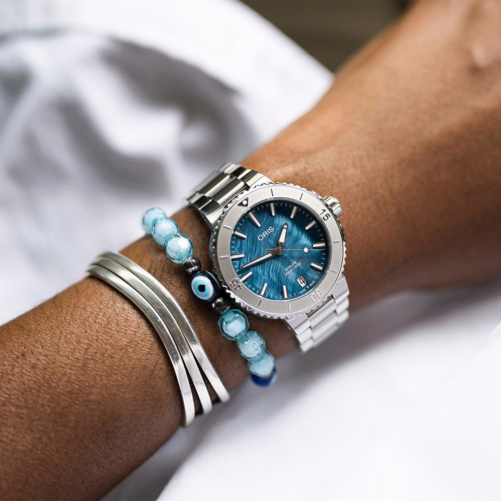 Oris 01 733 7770 4155-07 8 18 05P Aquis AQUIS DATE zegarek damski klasyczny szafirowe - miniatura 9