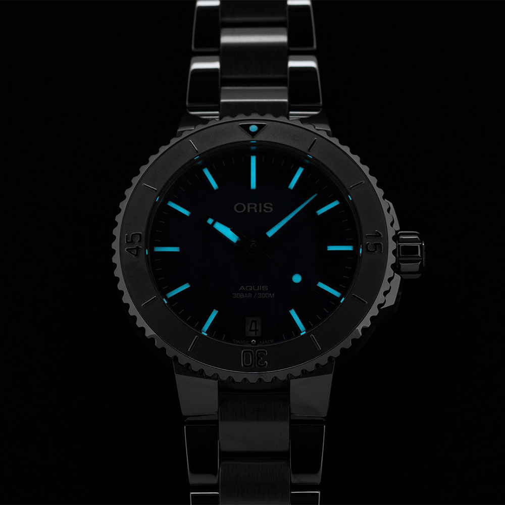 Oris 01 733 7770 4155-07 8 18 05P zegarek damski Aquis srebrny - miniatura 2