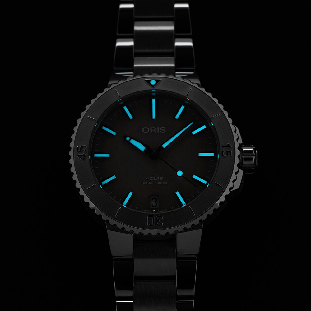 Oris 01 733 7770 4158-07 8 18 05P AQUIS DATE Aquis klasyczny zegarek srebrny - miniatura 2