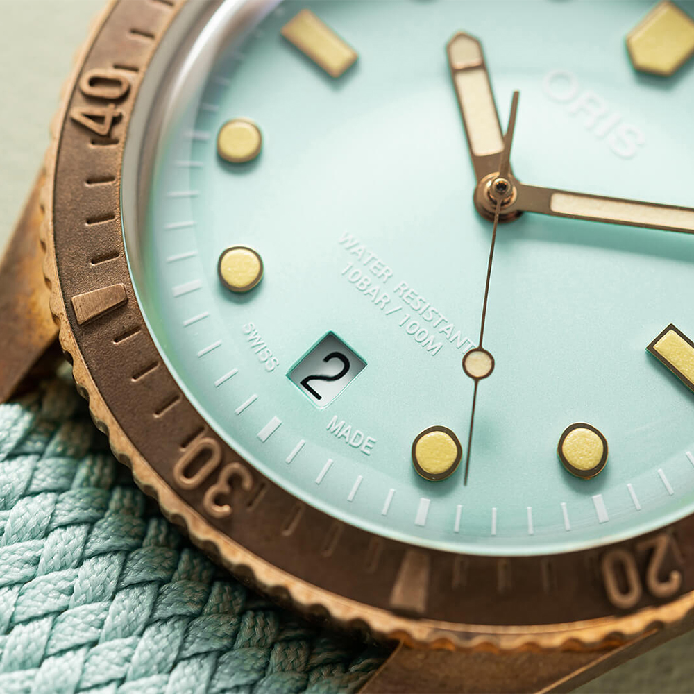 Oris 01 733 7771 3157-07 3 19 03BR zegarek brązowy klasyczny Divers bransoleta - miniatura 5